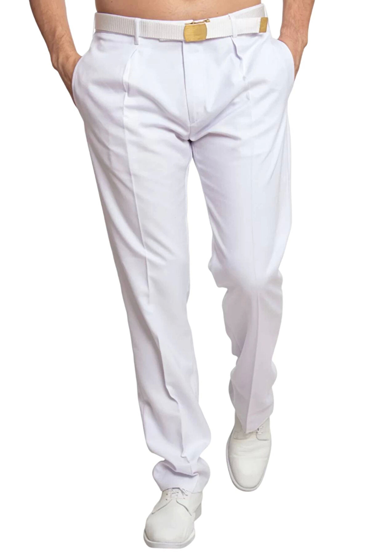 Deniz Kuvvetleri Deniz Lisesi ve Fakultesi Beyaz Renkli Yazlik Kaliteli Pamuklu Kumas Kaptan Pantolon