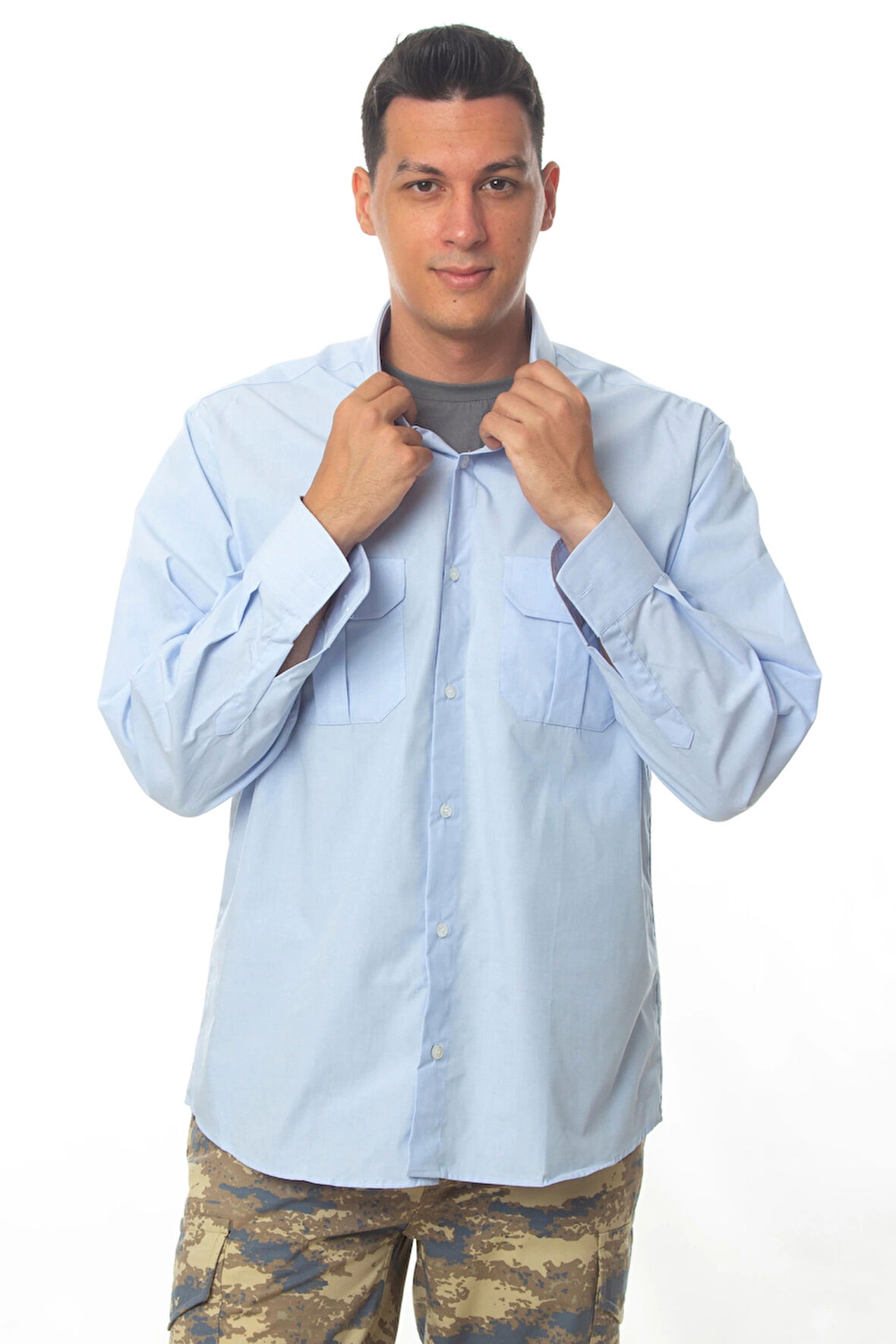 hava kuvvetleri mavi renkli astsubay ve uzman cavus uzun kollu harici gomlek