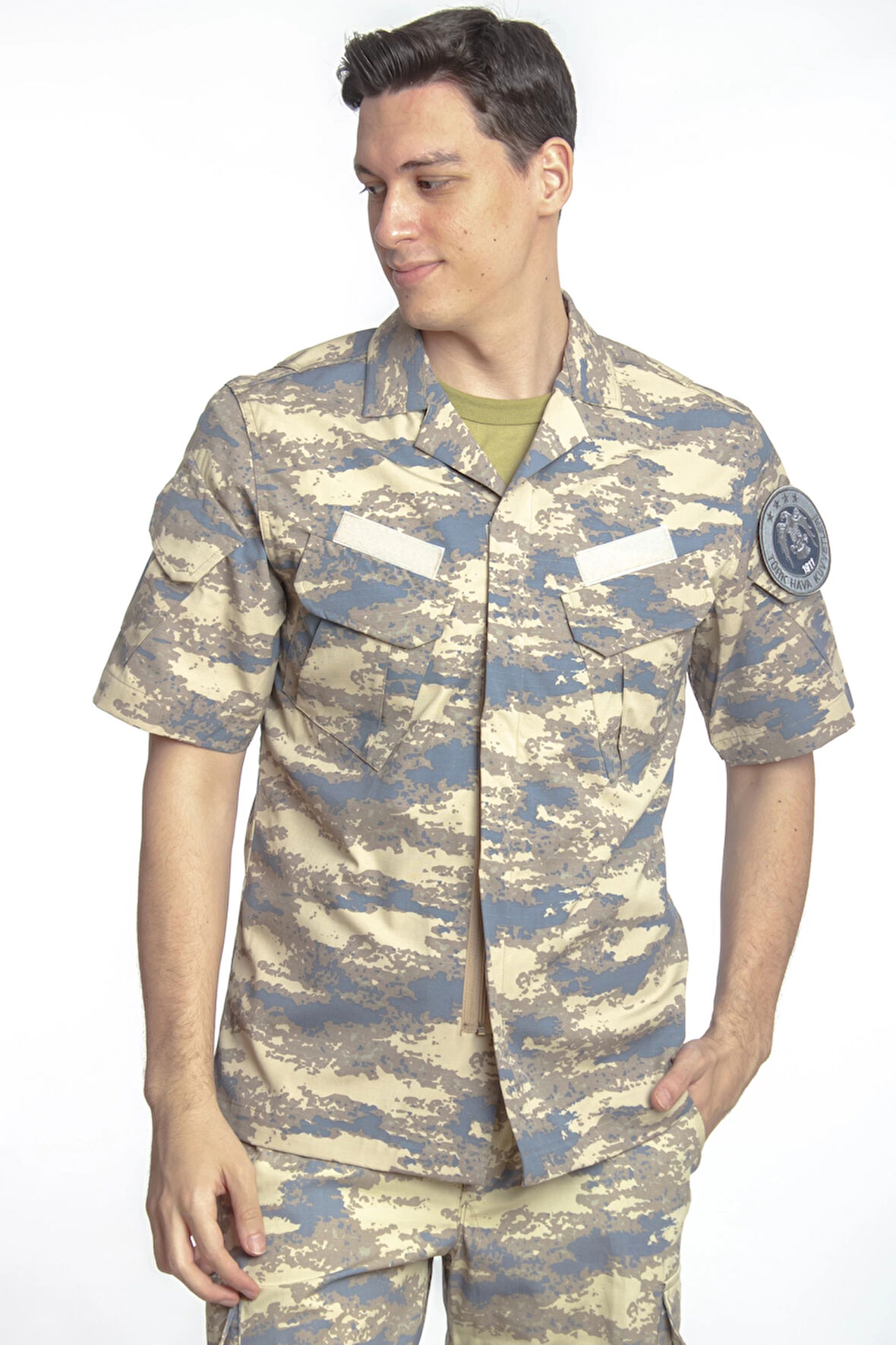 Hava Kuvvetleri Yeni Kamuflaj Renkli Kisa Kollu Orjinal Taktik Askeri Gomlek Short Sleeve Camouflage