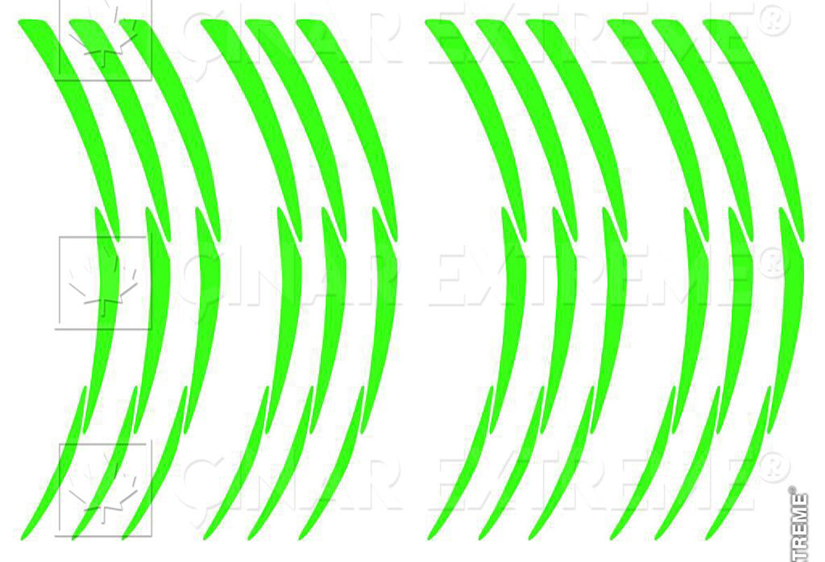 3 Parçalı Floresan Yeşil Jant Şeridi Çınar Extreme