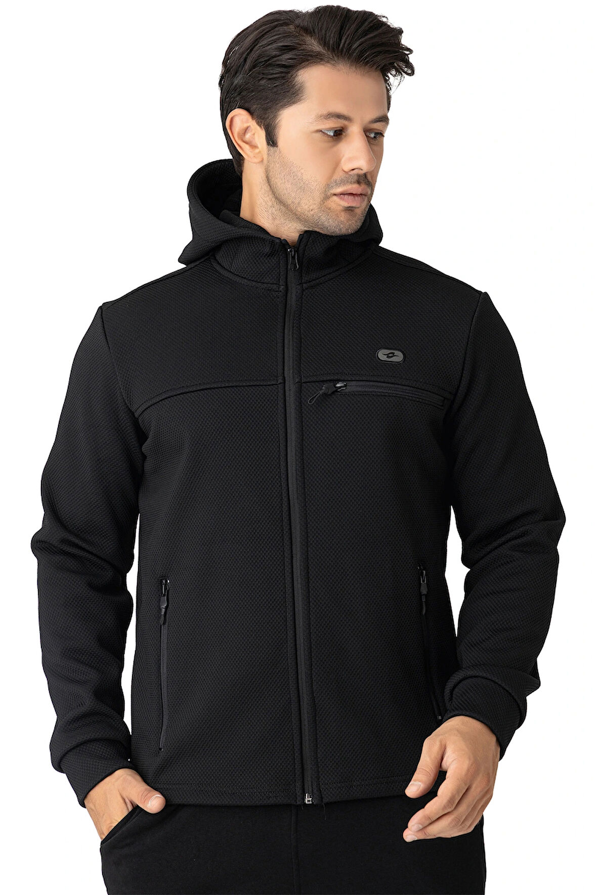 Crozwise 6054 Su İticili Kapşonlu Erkek Sweat Siyah