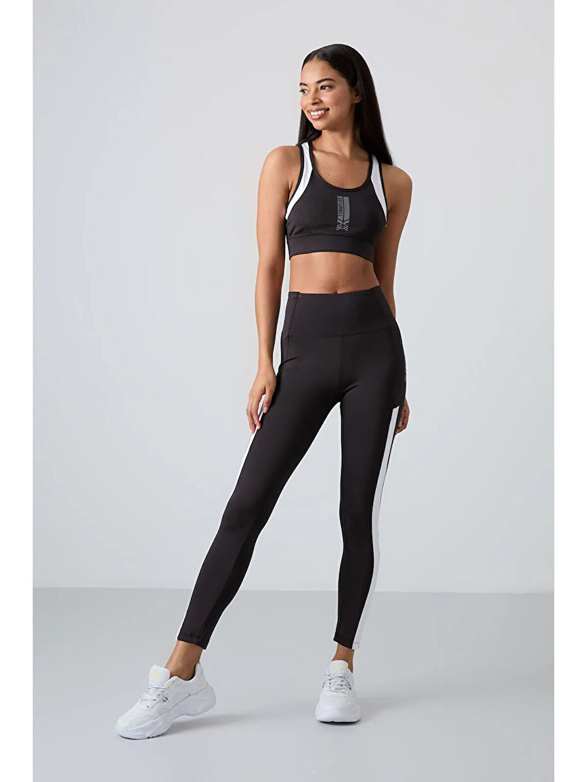 Tommy Lıfe Siyah Polyester Esnek Standart Fit Performans Kadın Tayt Takım 95332