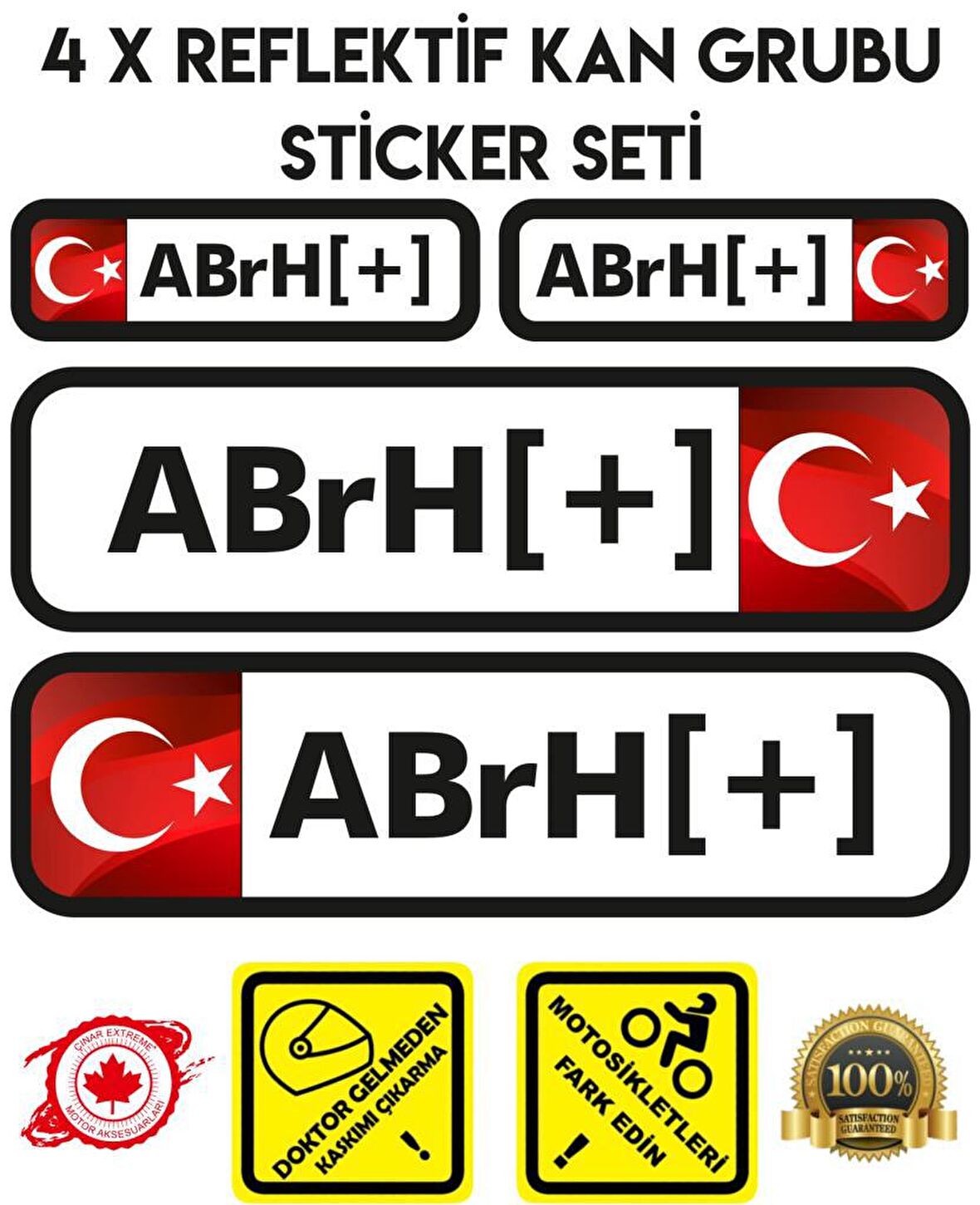 TR AB rH + Reflektif Kan Grubu Seti Sticker Çınar Extreme 