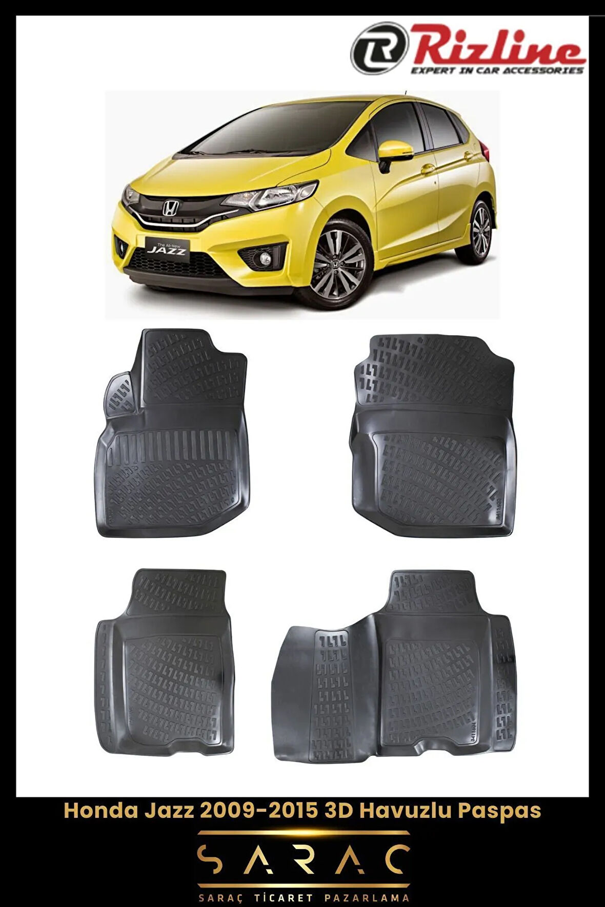 Rizline Honda Jazz 2014 Model 3D Havuzlu Paspas