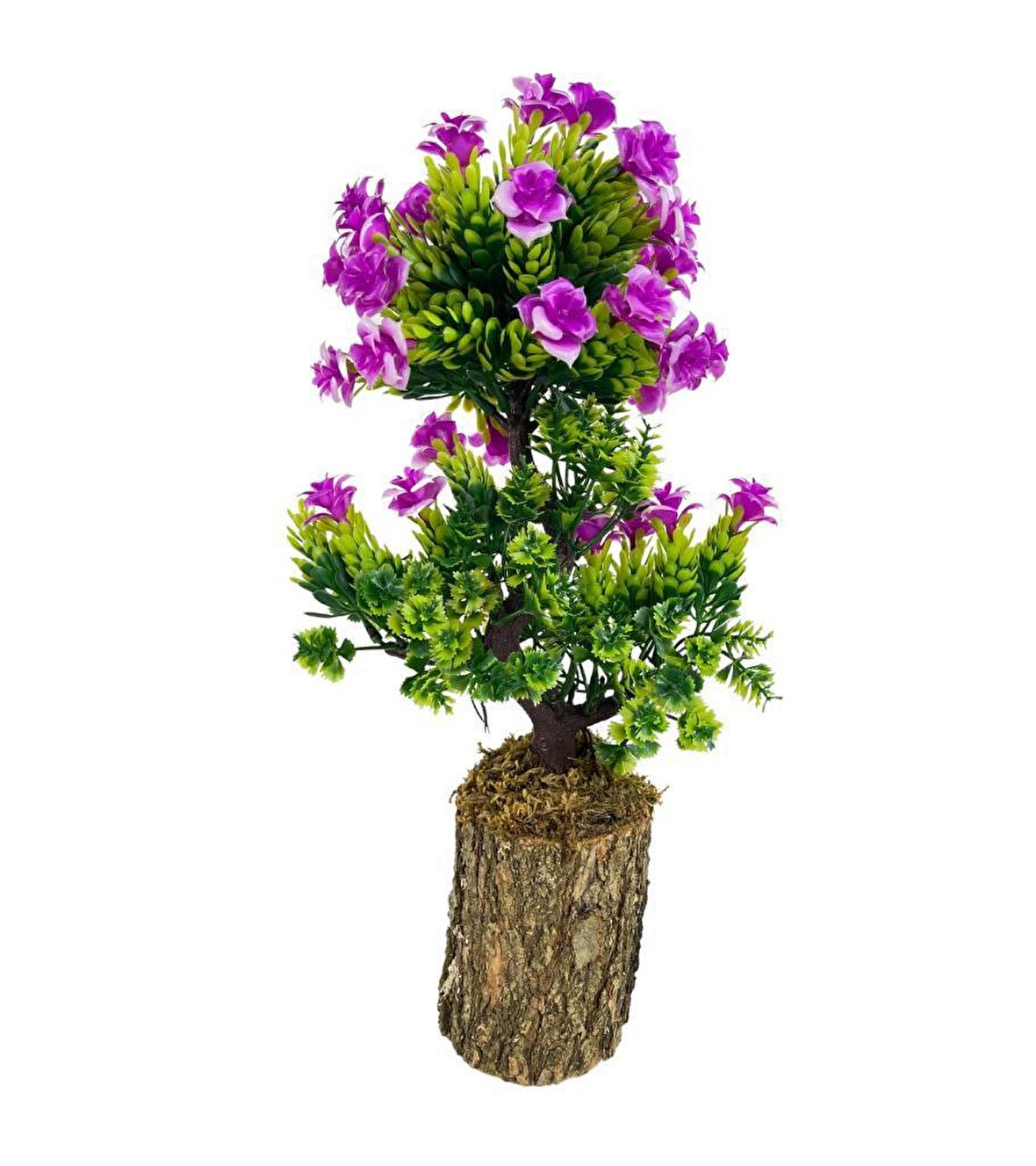 Bonsai Dekoratif Yapay Ağaç Lila Güllü Top Kafalı Bonzai 30CM