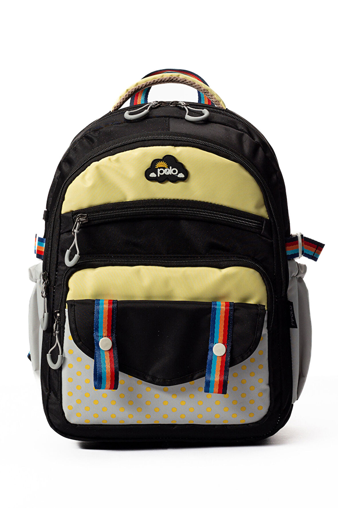 Çok Cepli Sırt Destekli Renkli Kız Çocuk İlkokul Çantası Hv2025 Siyah