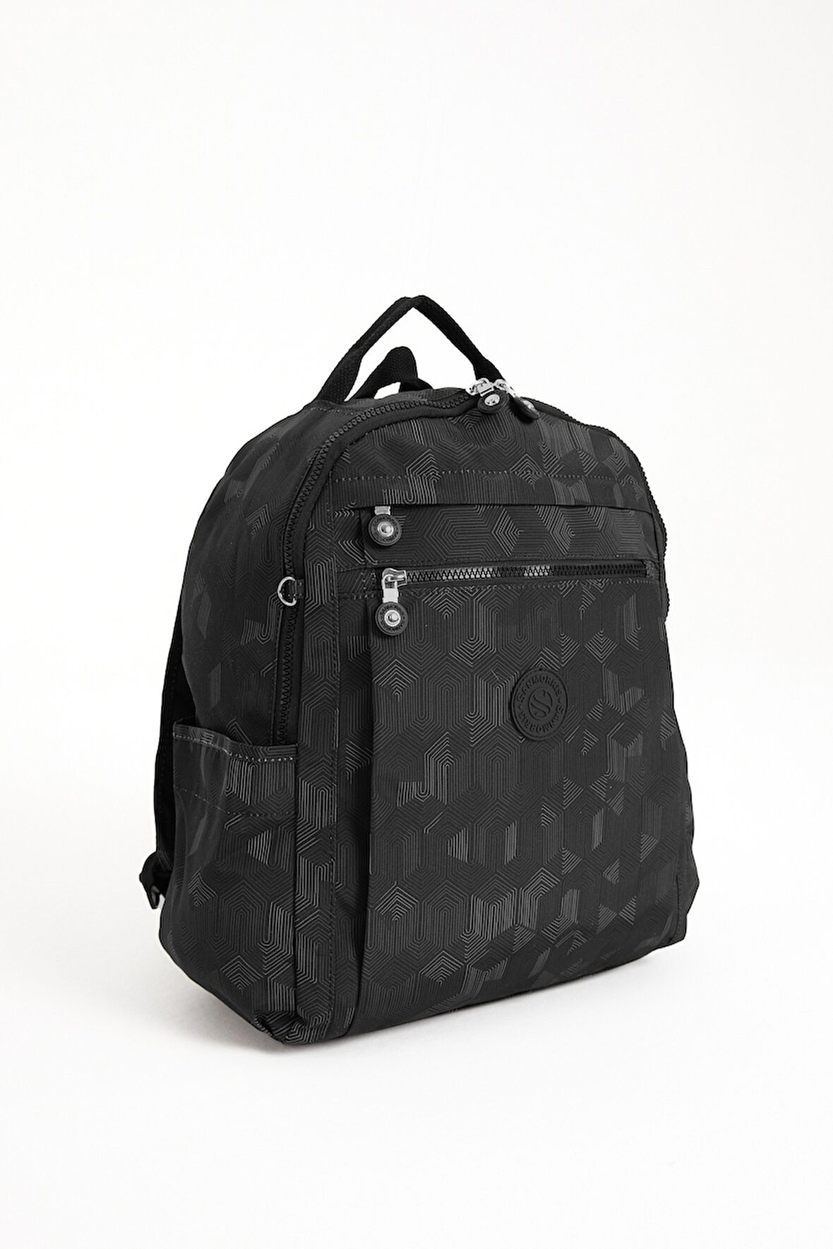 Çok Cepli Kadın Sırt Çantası Orta Boy Günlük HV3059 Siyah Desenli