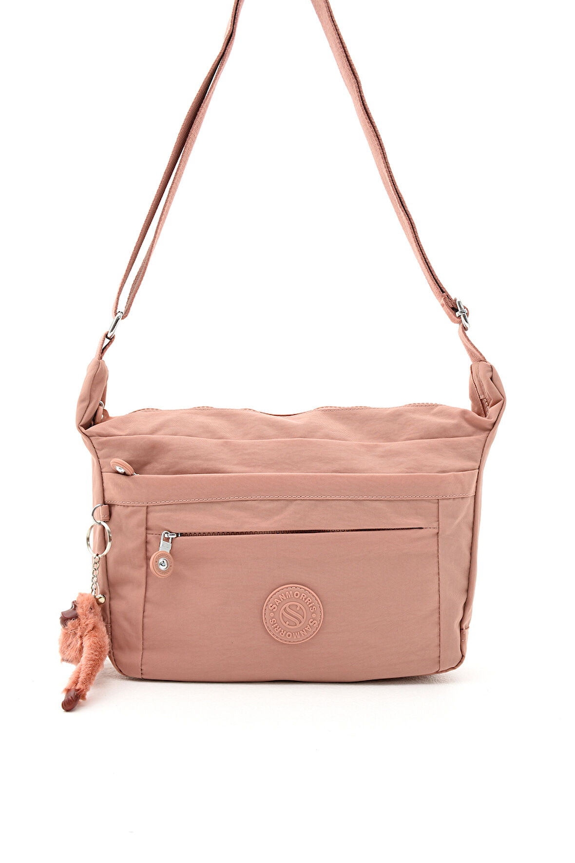 Çok Cepli Çapraz Askılı Kadın Omuz Çantası Orta Boy Günlük HV3046 Pembe