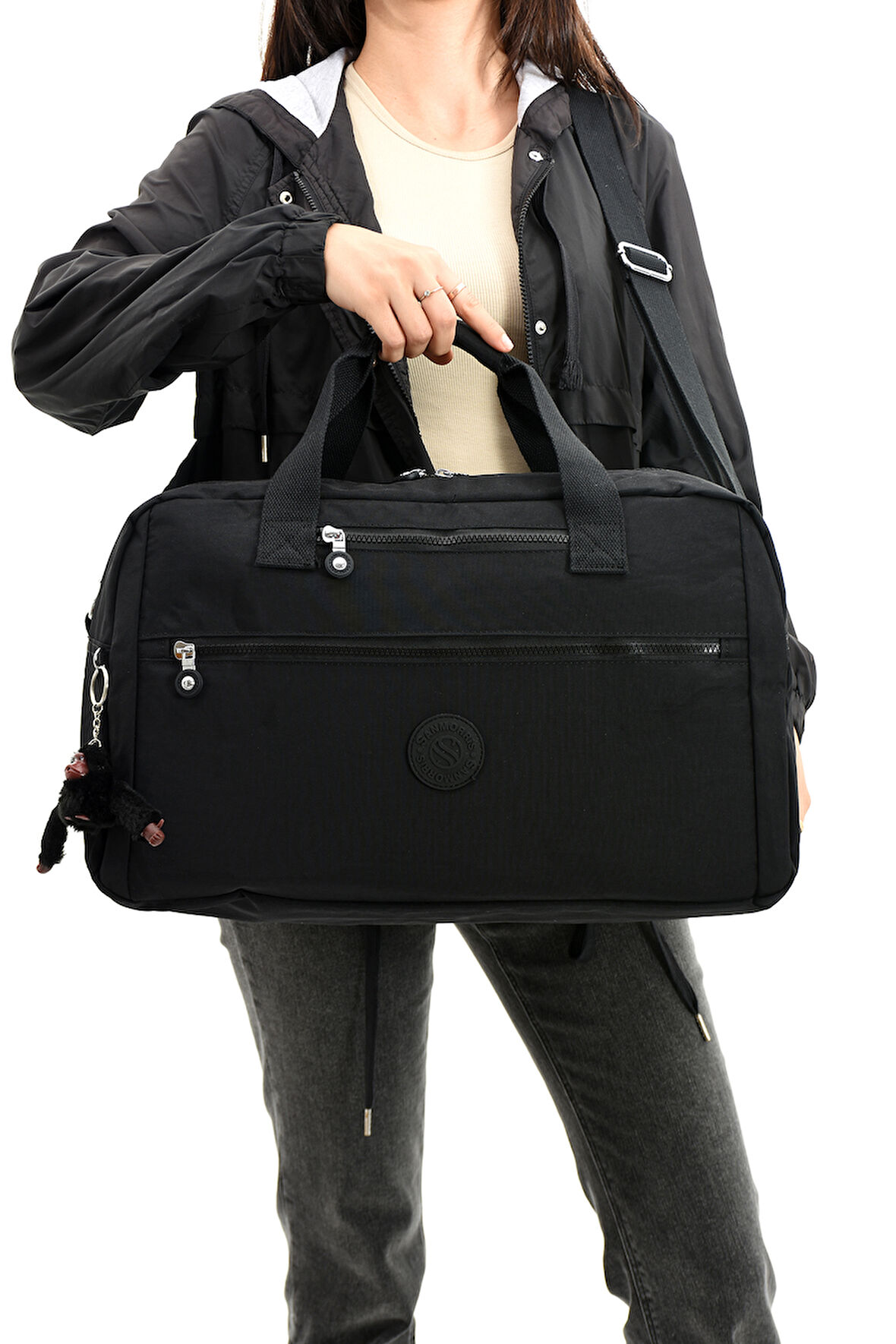 Çok Cepli Spor El Valizi ve Seyahat Çantası Büyük Boy HV3028 Siyah