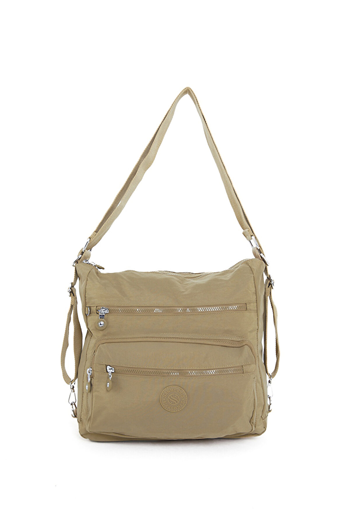 Çok Cepli Ayarlanabilir Çapraz Askılı Kadın Omuz ve Sırt  Çantası Büyük Boy Günlük HV3050 Koyu Bej