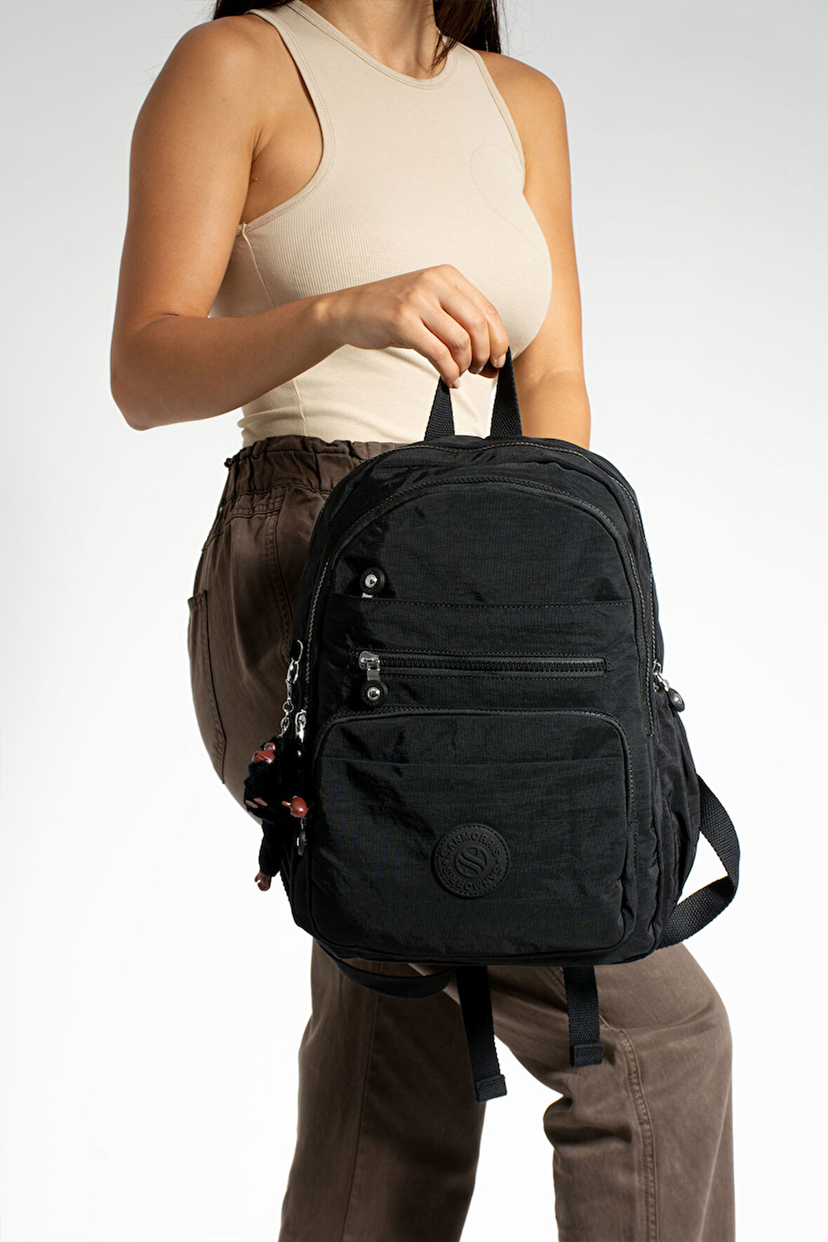 Çok Cepli Kadın Sırt Çantası Orta Boy Günlük HV3001 Siyah