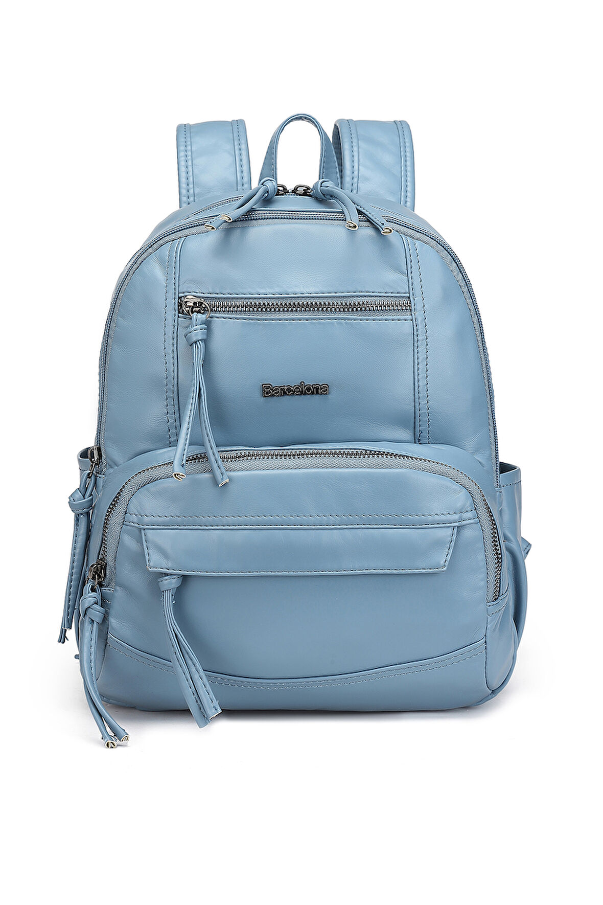 Barcelona Günlük Çok Cepli Orta Boy Kadın Sırt  Çantası 1871 Jeans Mavi