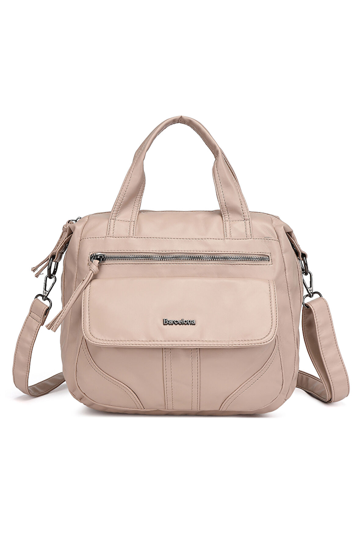 Barcelona Günlük Kadın El ve Omuz Çantası Uzun Askılı Çok Cepli 1873 Pudra