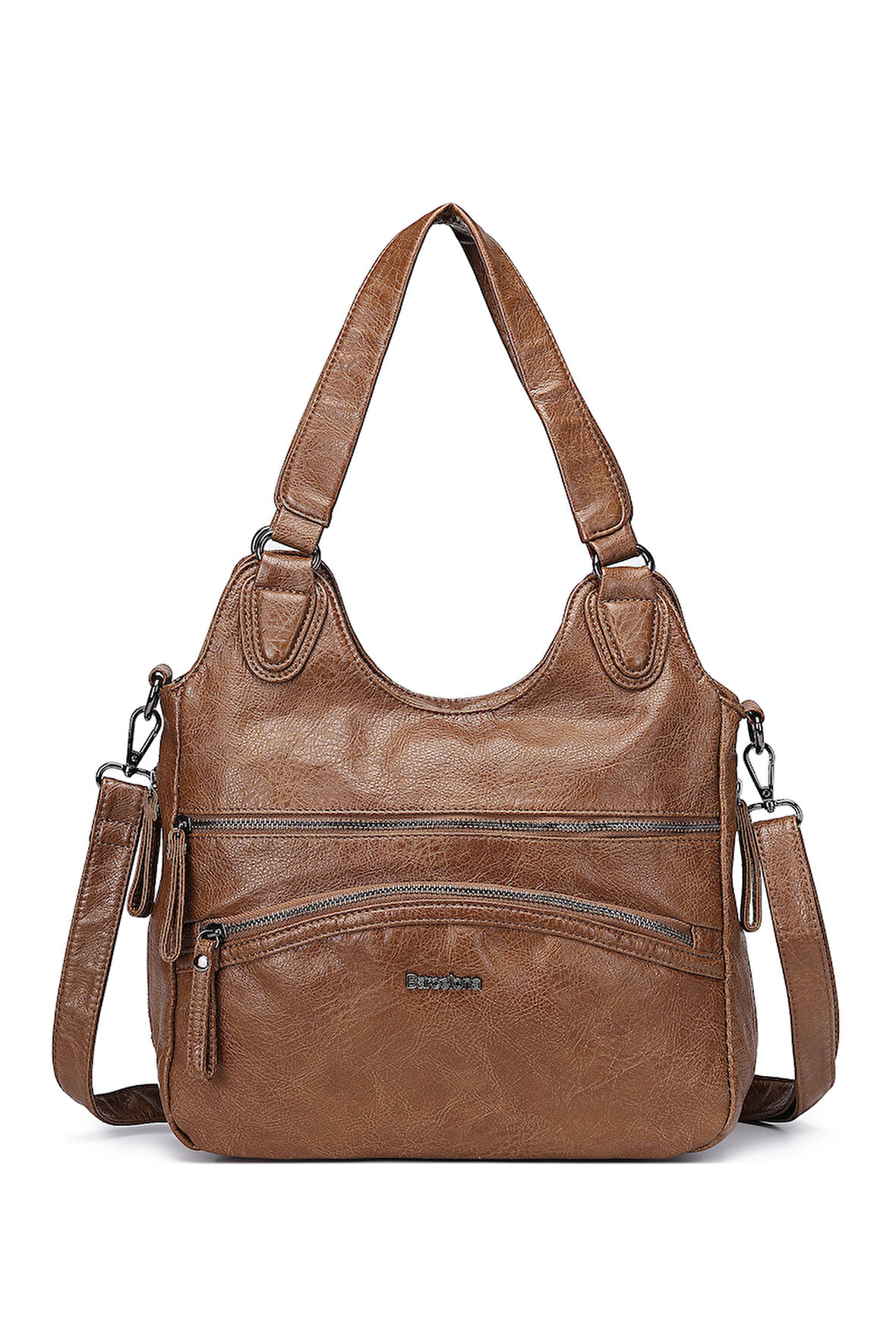 Barcelona Günlük Kadın El ve Omuz Çantası Uzun Askılı Çok Cepli 1893 Camel