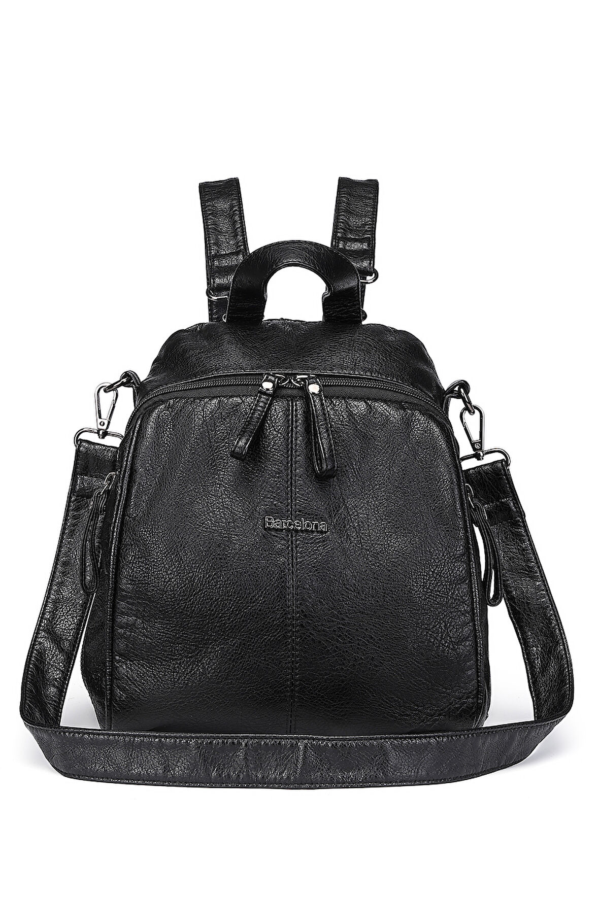 Barcelona Günlük Çok Cepli, Spor ve Rahat Orta Boy Kadın Sırt Çantası 1901 Siyah