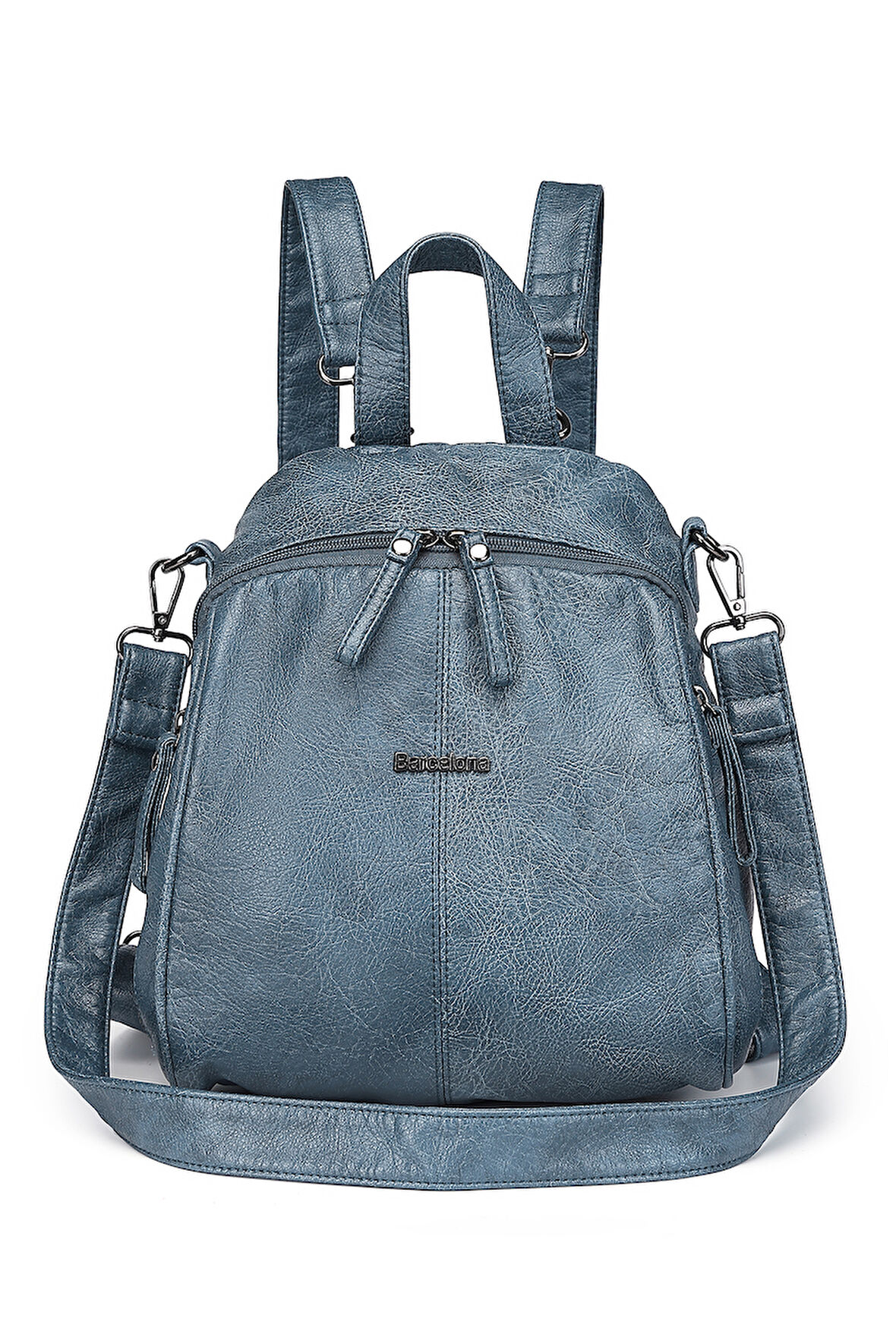 Barcelona Günlük Çok Cepli, Spor ve Rahat Orta Boy Kadın Sırt Çantası 1901 Buz Mavi