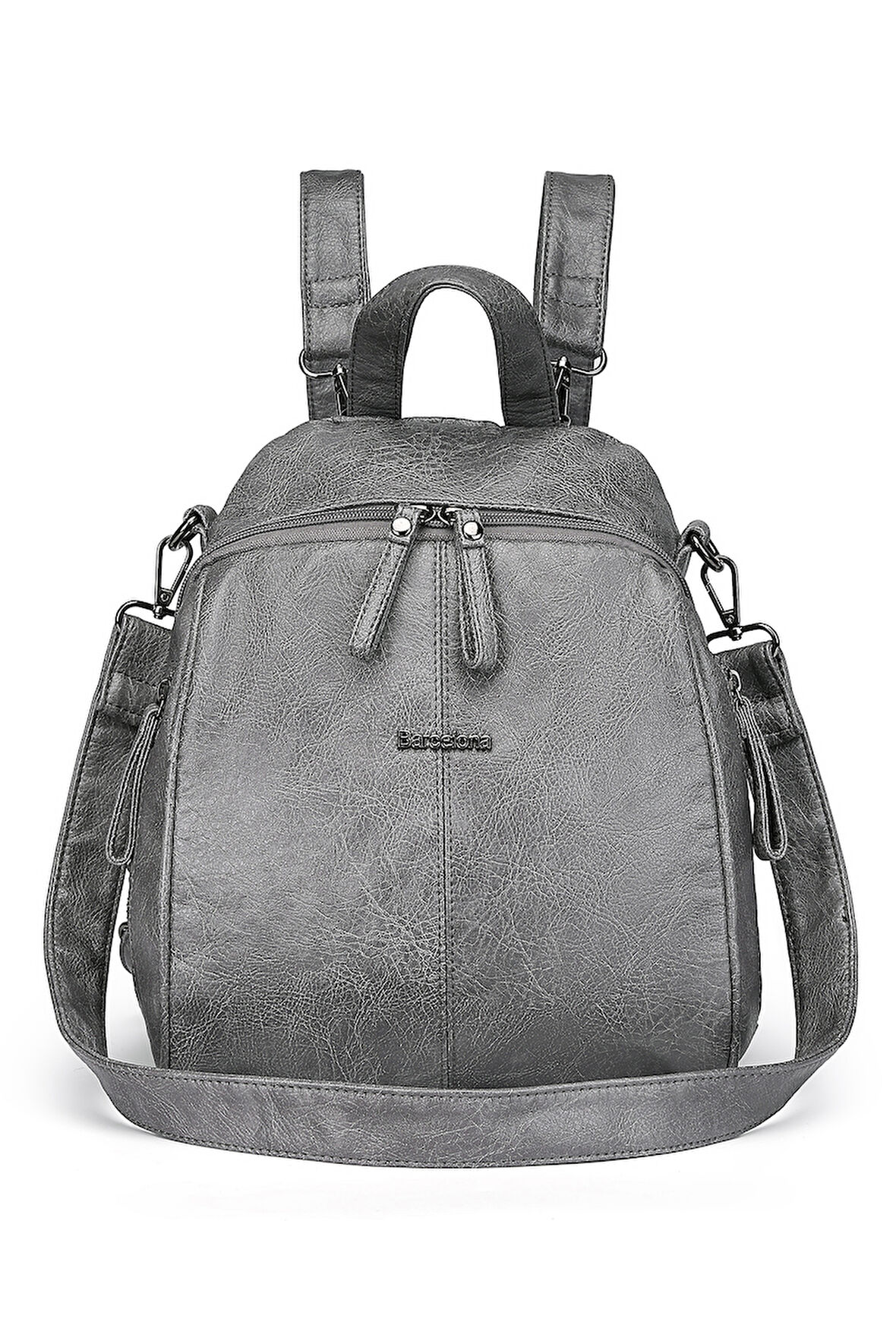 Barcelona Günlük Çok Cepli, Spor ve Rahat Orta Boy Kadın Sırt Çantası 1901 Gri