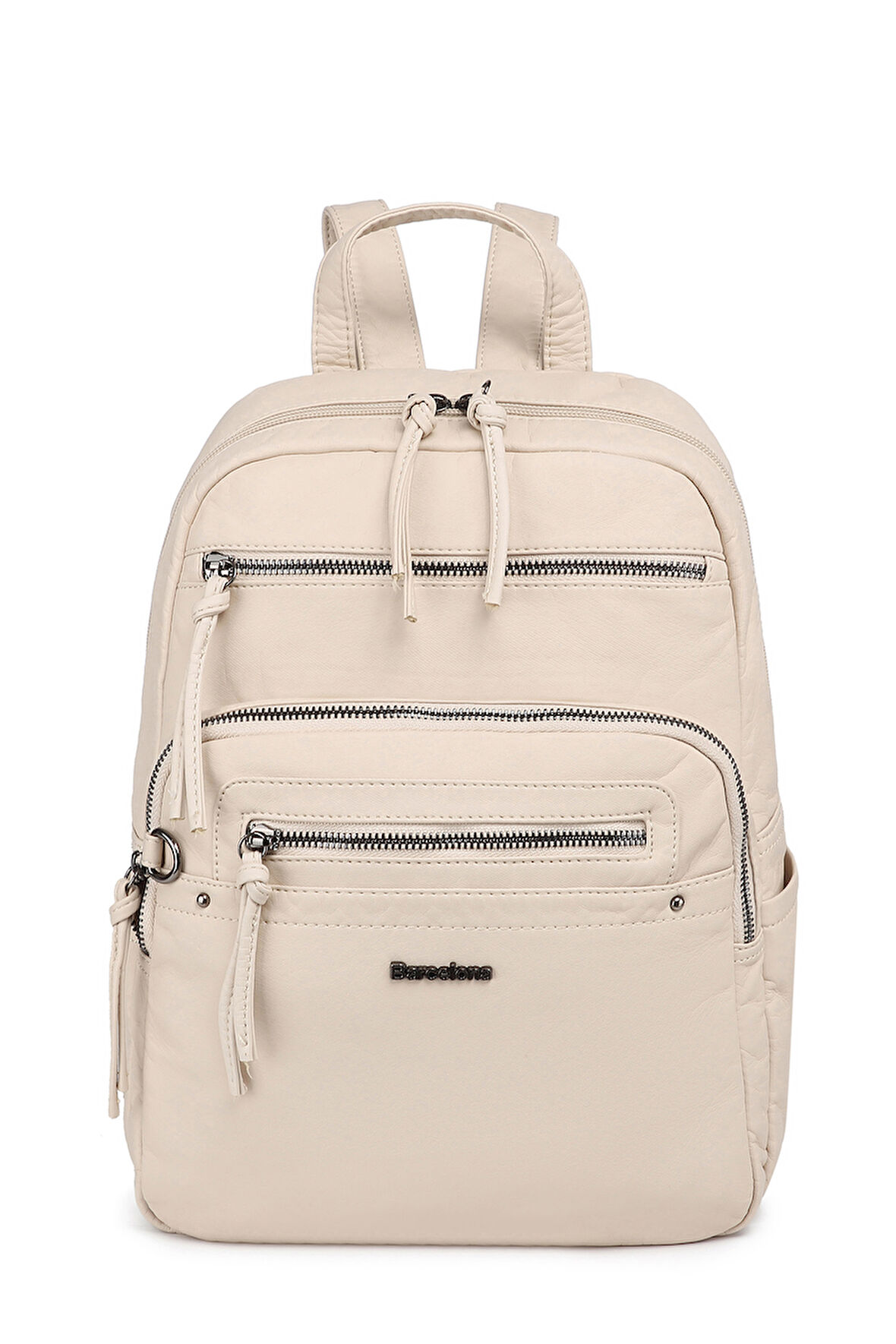 Barcelona Günlük Orta Boy Spor Çok Cepli Kadın Sırt Çantası 1928 Bej