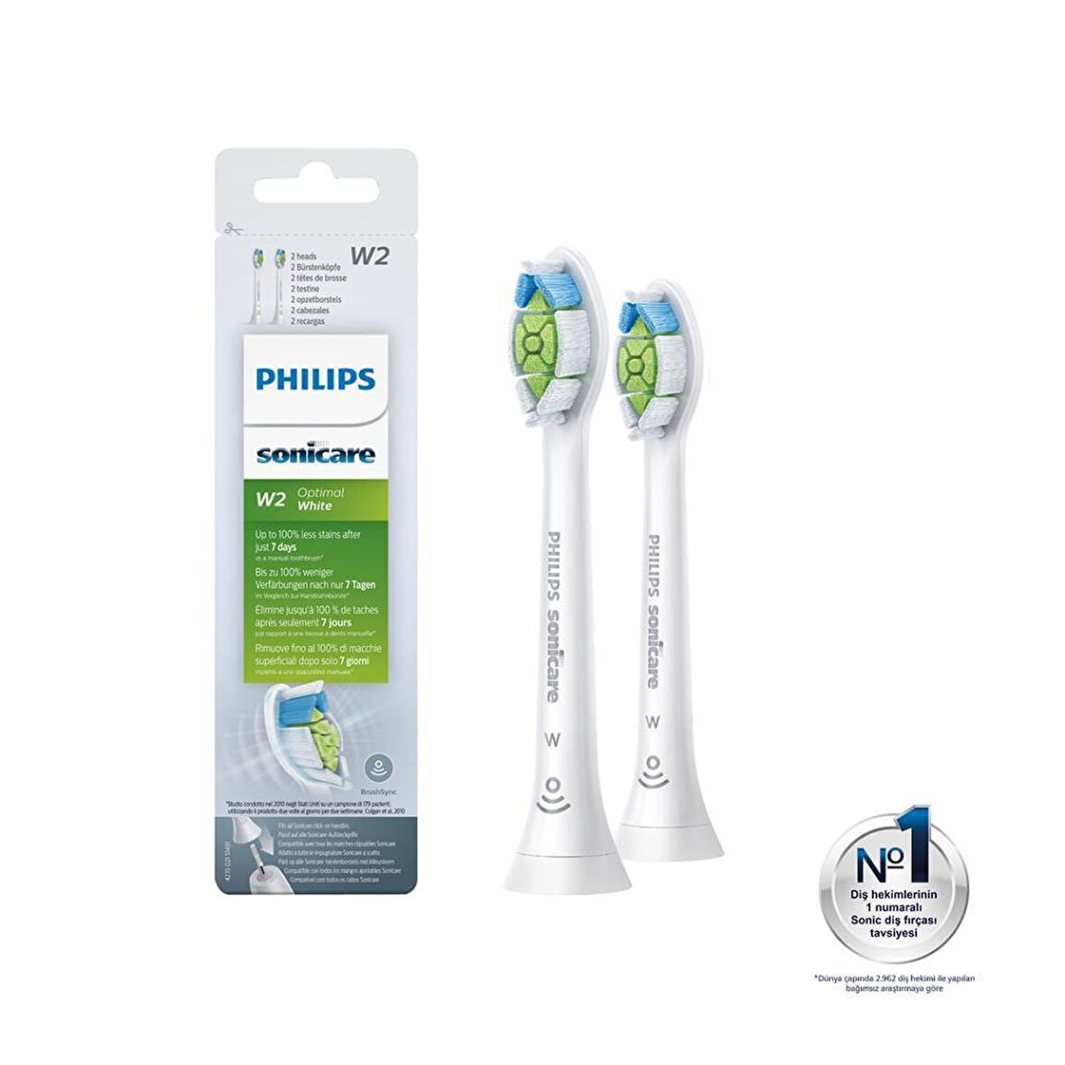 Philips Sonicare W2 Optimal White 2'li Şarjlı Diş Fırçası Yedeği