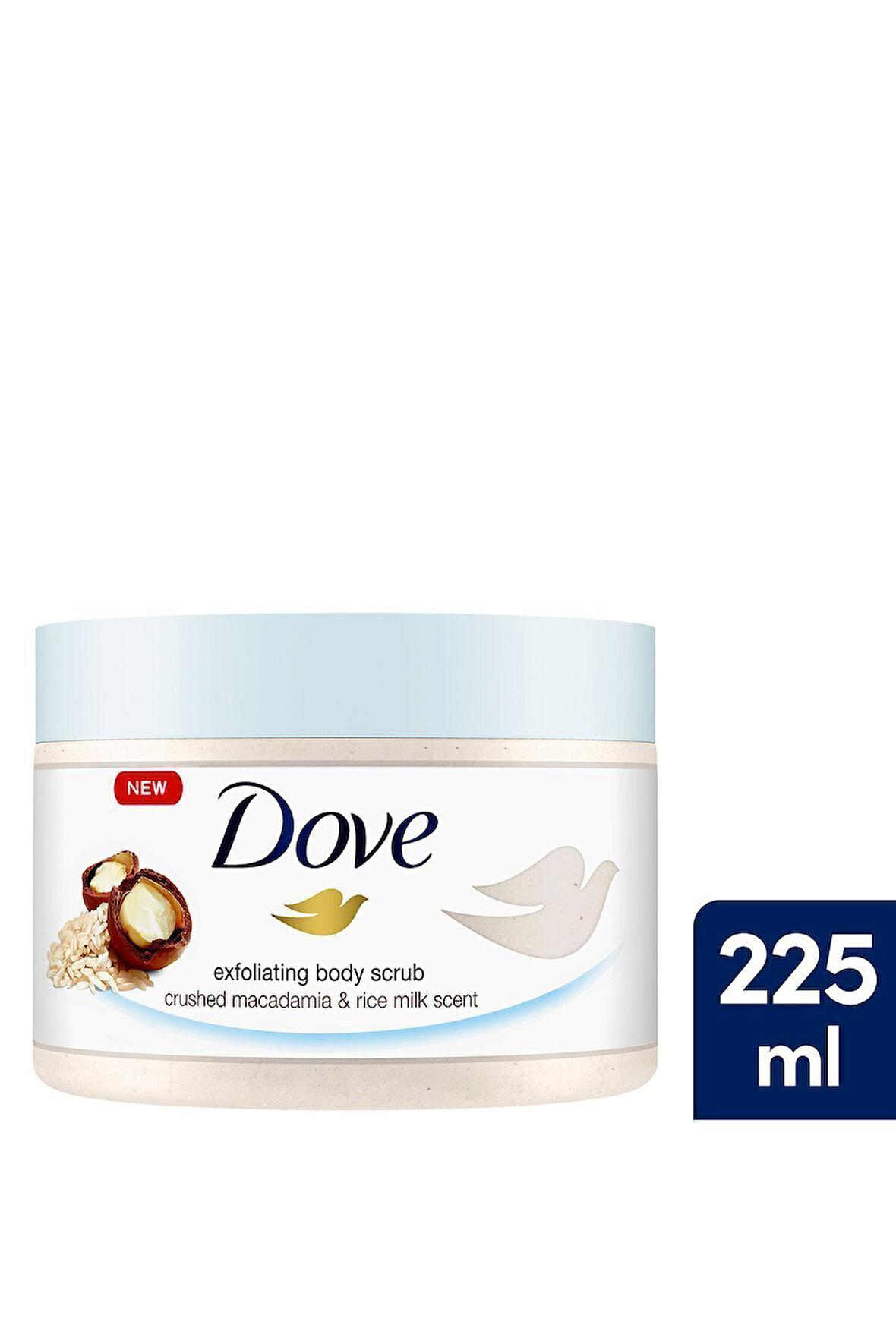 Dove Vücut Peelingi Macademia Fındığı Ve Pirinç Sütü 225 ml 