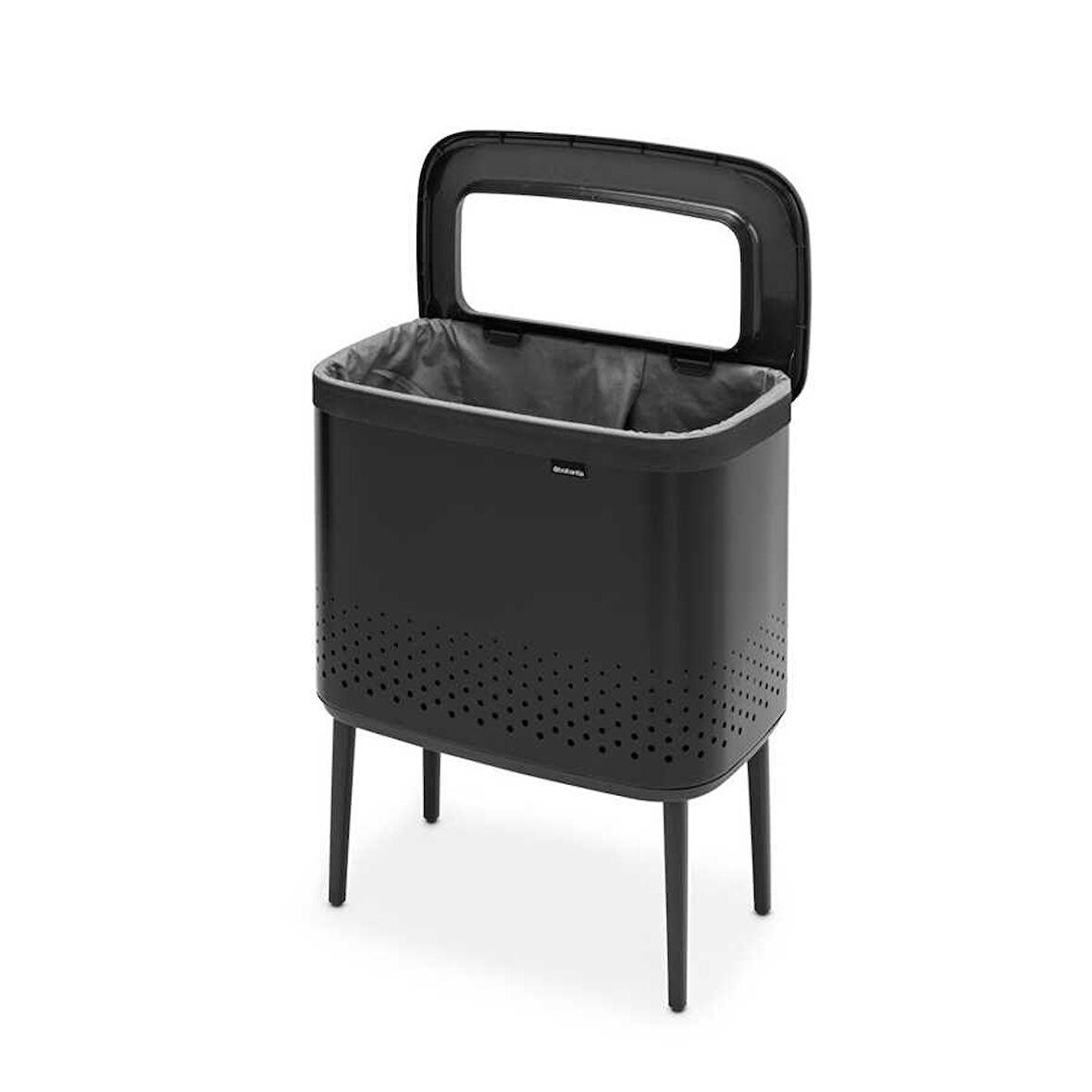 Brabantia Bo Matt Black Plastik Kapaklı Çamaşır Sepeti 60lt 