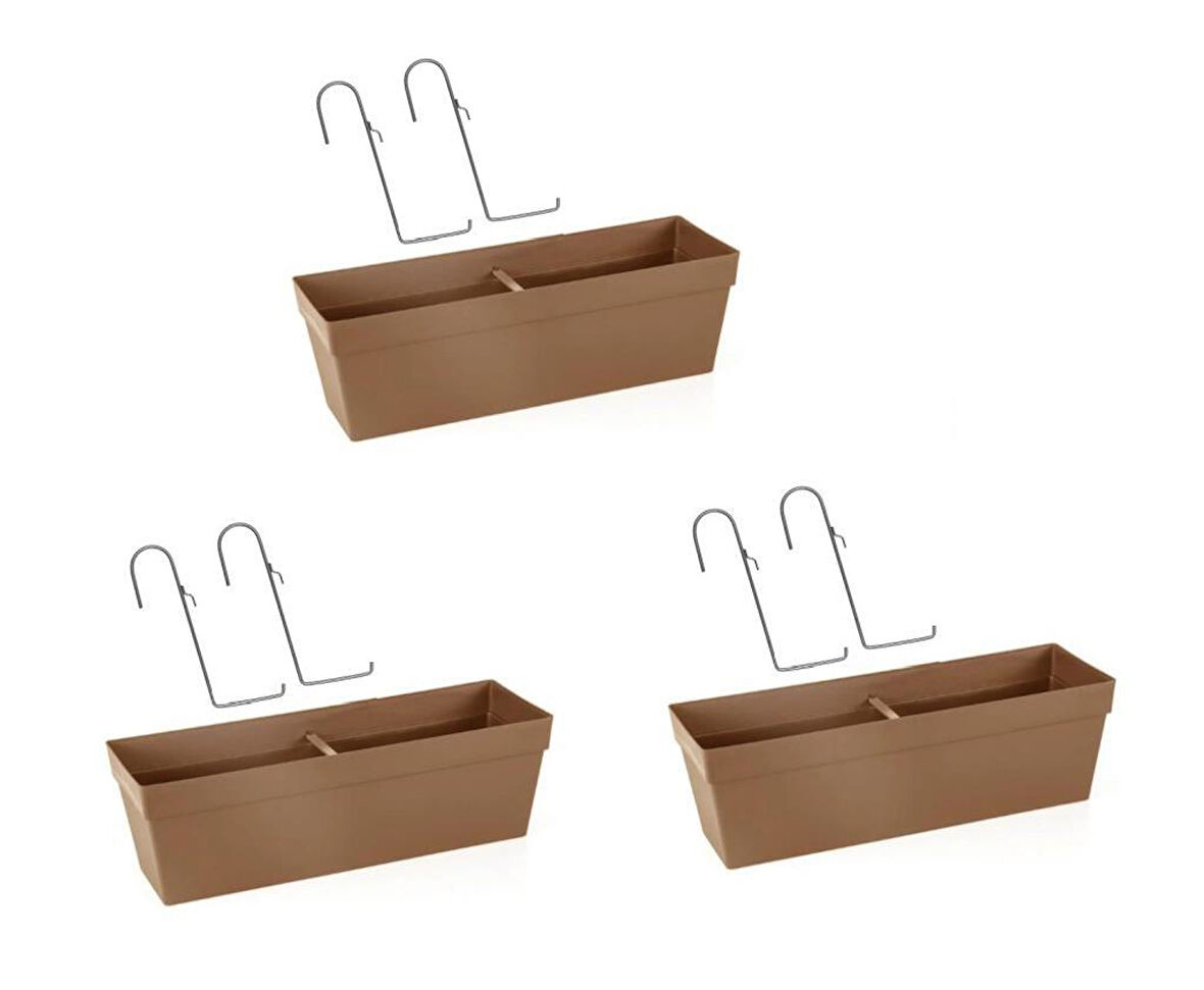 Omnipazar SO-YB02A Askılı Yalı Balkon Saksı 10.8 lt Mocha 3 Adet 