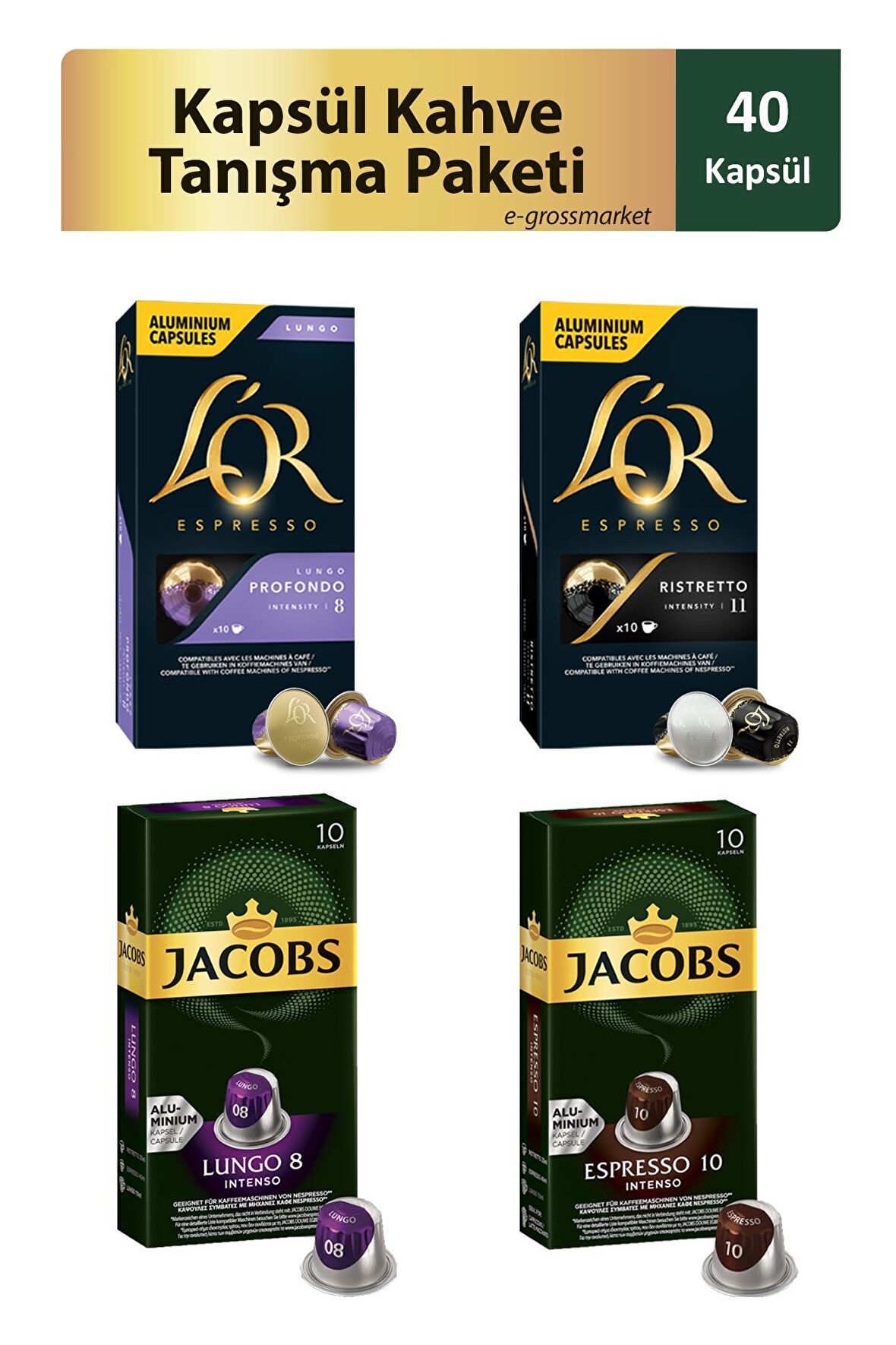 Jacobs ve L'OR Kapsül Kahve Tanışma Paketi 10 x 3 Paket