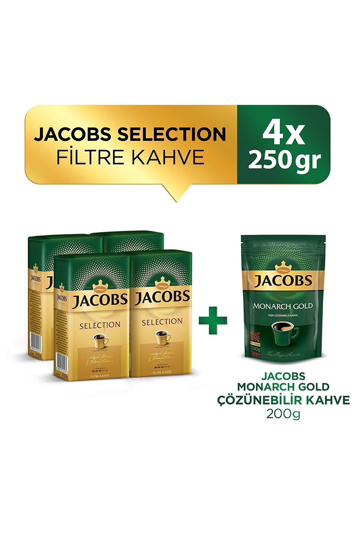 Jacobs Selection Filtre Kahve 250 gr x 4 Adet + Jacobs Gold Çözünebilir Kahve 200 gr 