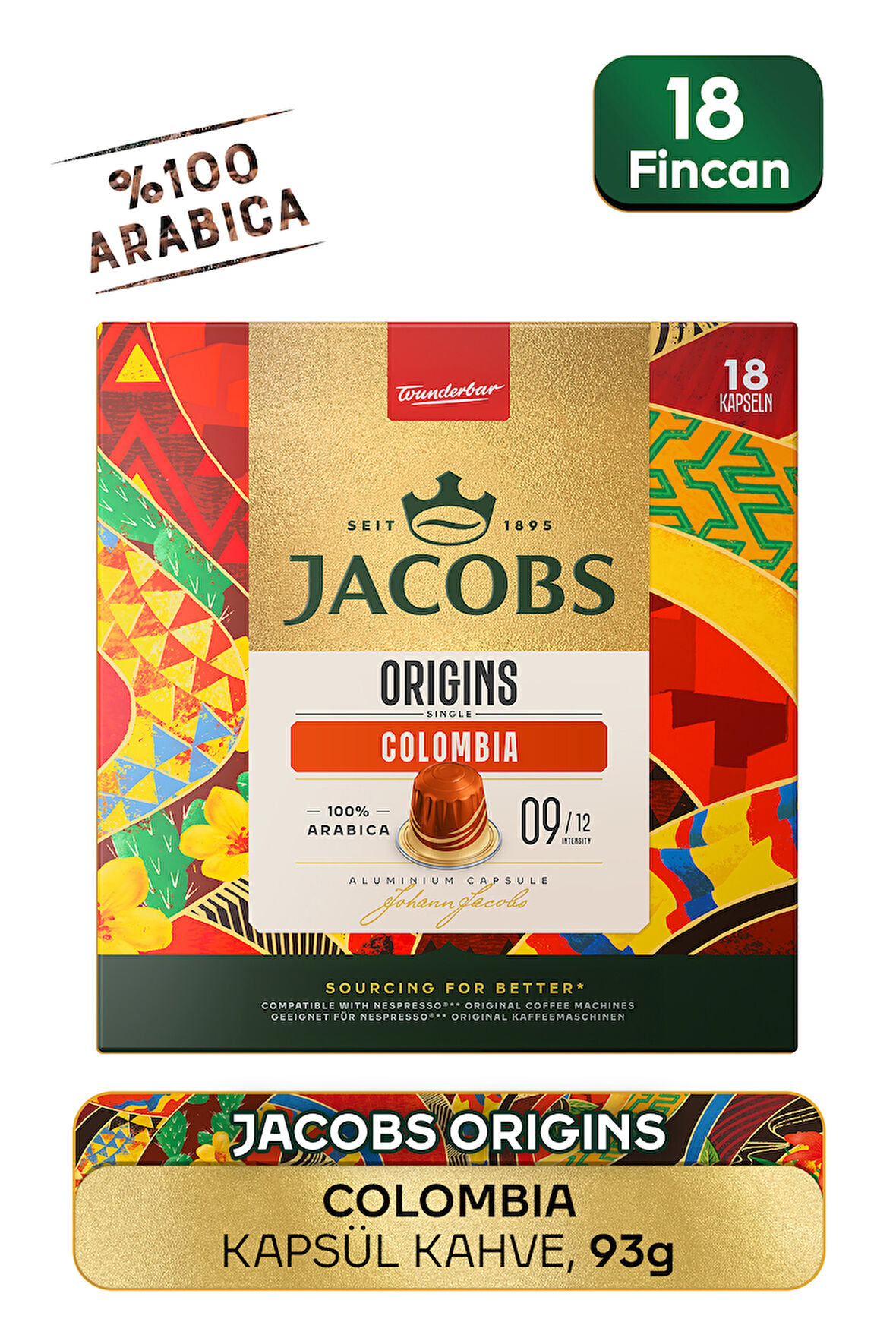 Jacobs Origins Colombia Nespresso Uyumlu Alüminyum Kapsül Kahve 18'li