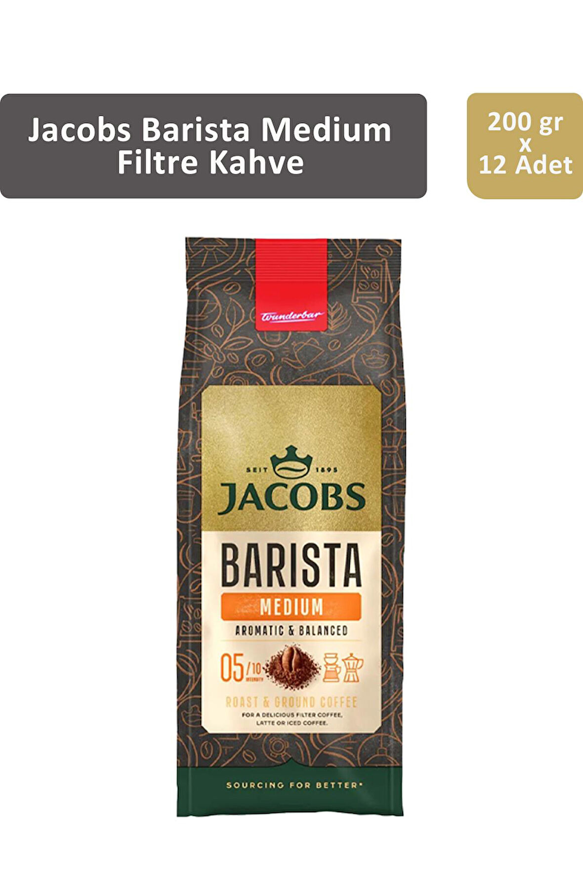 Jacobs Barista Medium Filtre Kahve 200 gr x 12 Adet