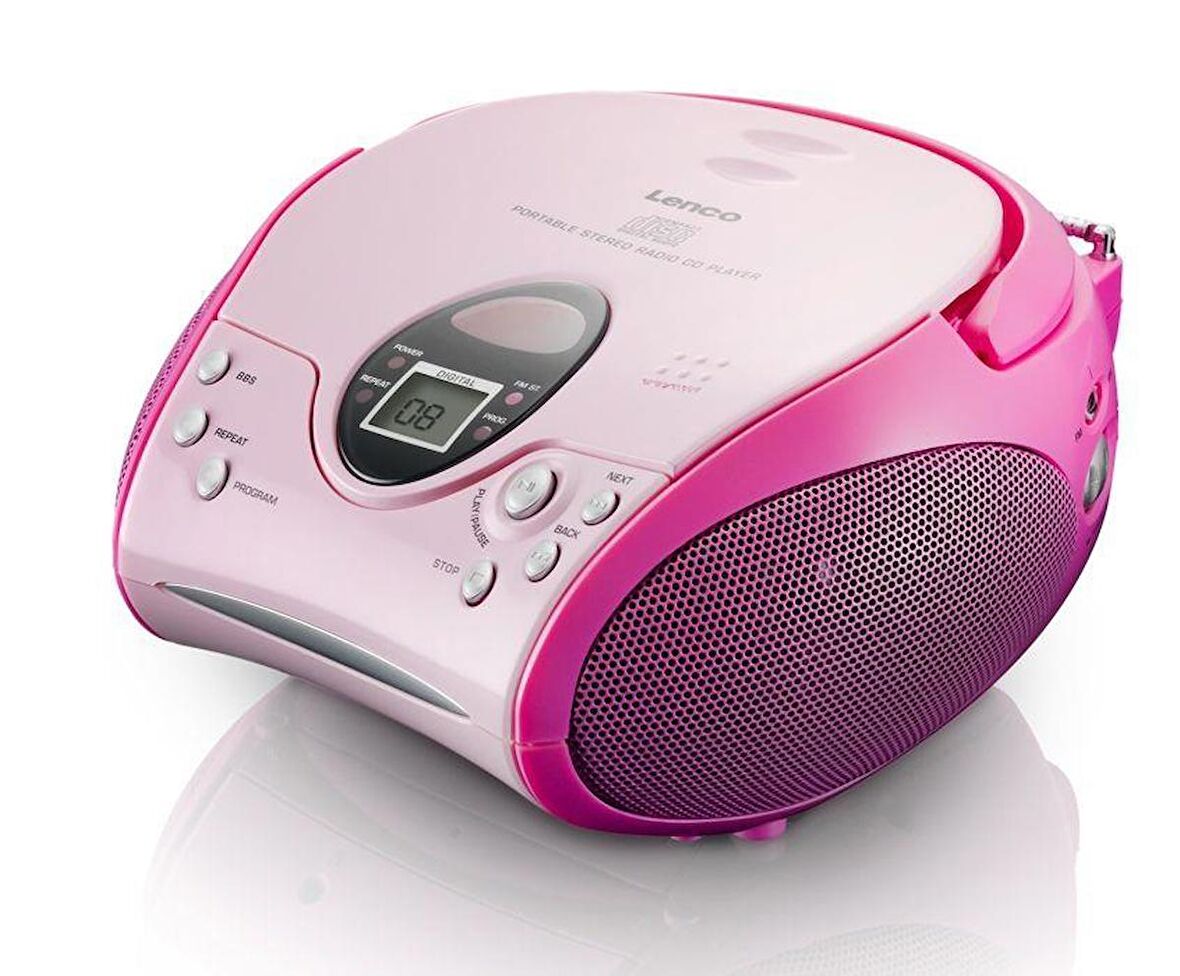 Lenco SCD-24 Portable Taşınabilir Müzik Seti Radyo CD Çalar-Pembe