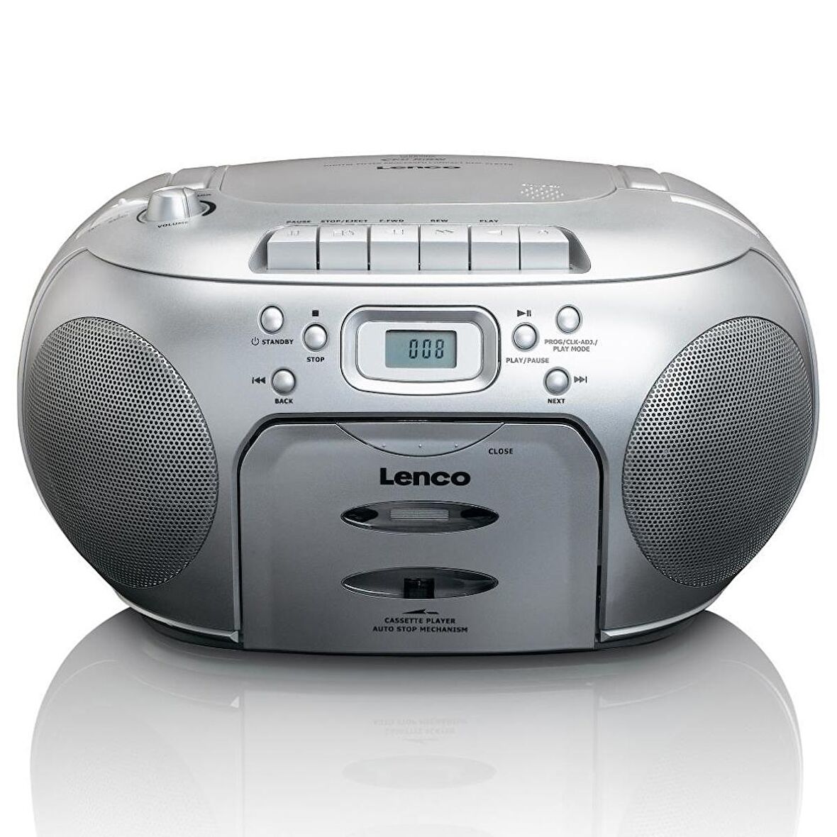 LENCO SCD-420 SI - TAŞINABİLİR Müzik Seti FM RADYO CD KASET ÇALAR Gümüş