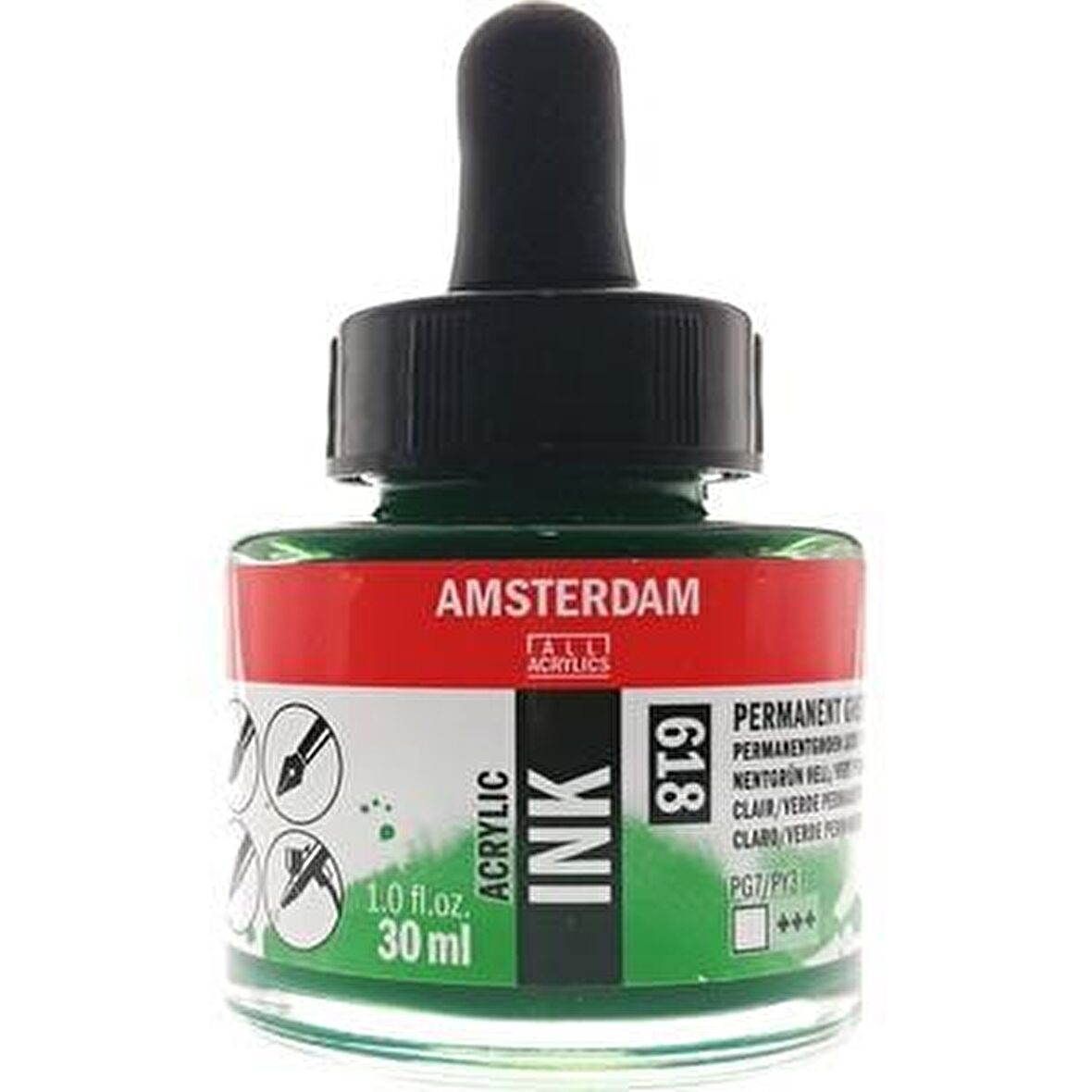 Talens Amsterdam Acrylic Ink 30ml 618 Permanent Green Light