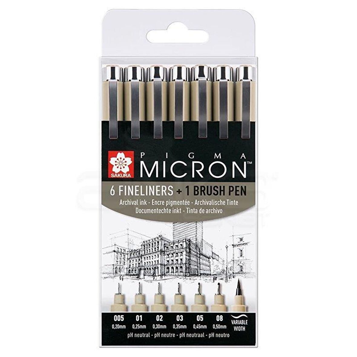 SAKURA PIGMA MICRON BLACK SET 6+1