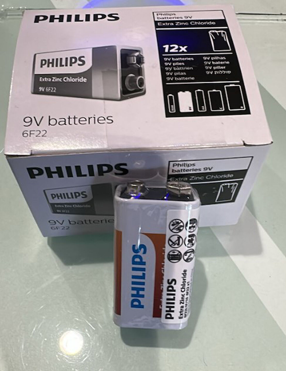 Ayt Philips Extra Zinc Çinko Chloride 6F22 9 Volt Pil 12 li Paket