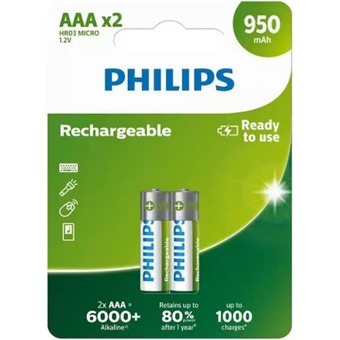 Philips 2li Şarj Edilebilir Aaa Ince Pil 950mah