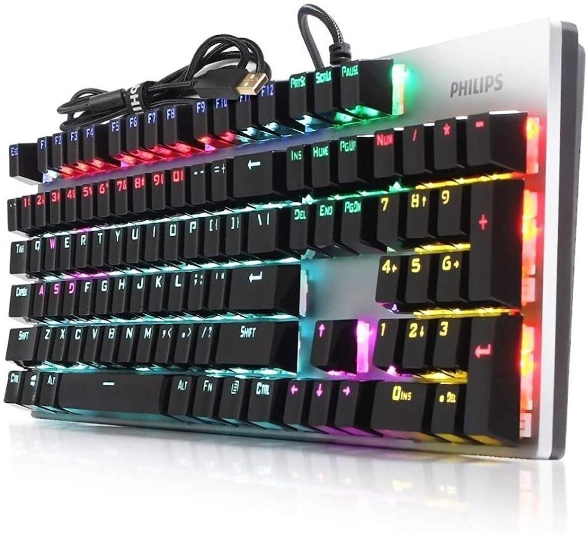 Philips SPK8404 USB Led Blue Switch Mekanik Gaming Oyuncu Q Klavye