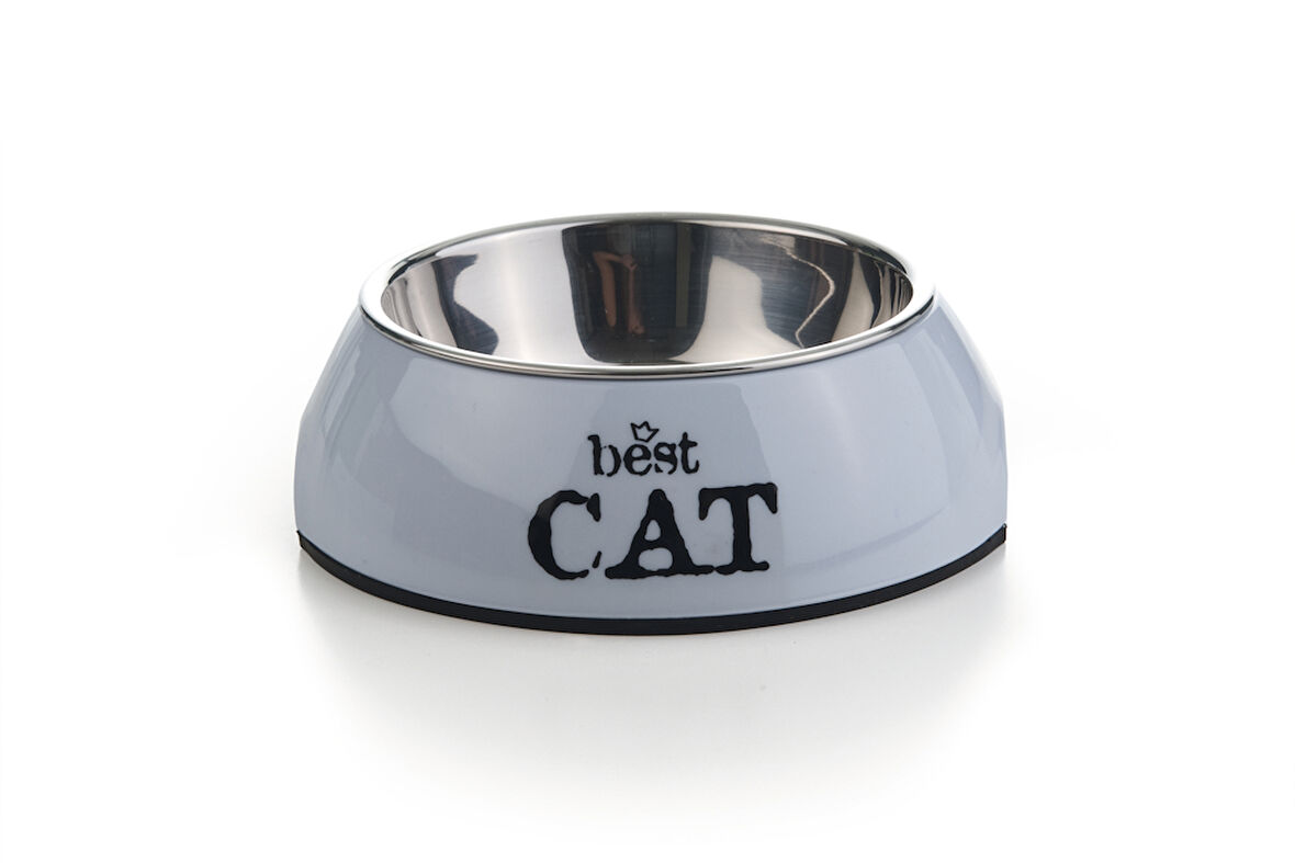 Beeztees Kedi Mama Su Kabı, Paslanmaz Çelik, Gri, 14cmx4,5cm, 160ml