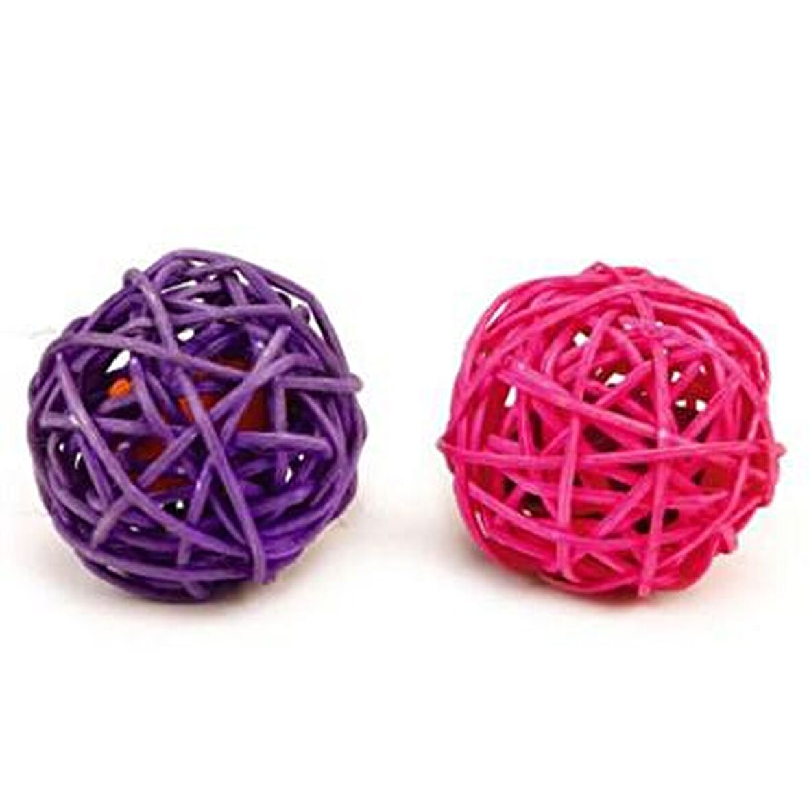 Beeztees Rattan Kedi Topu 2'li Pembe-Mor