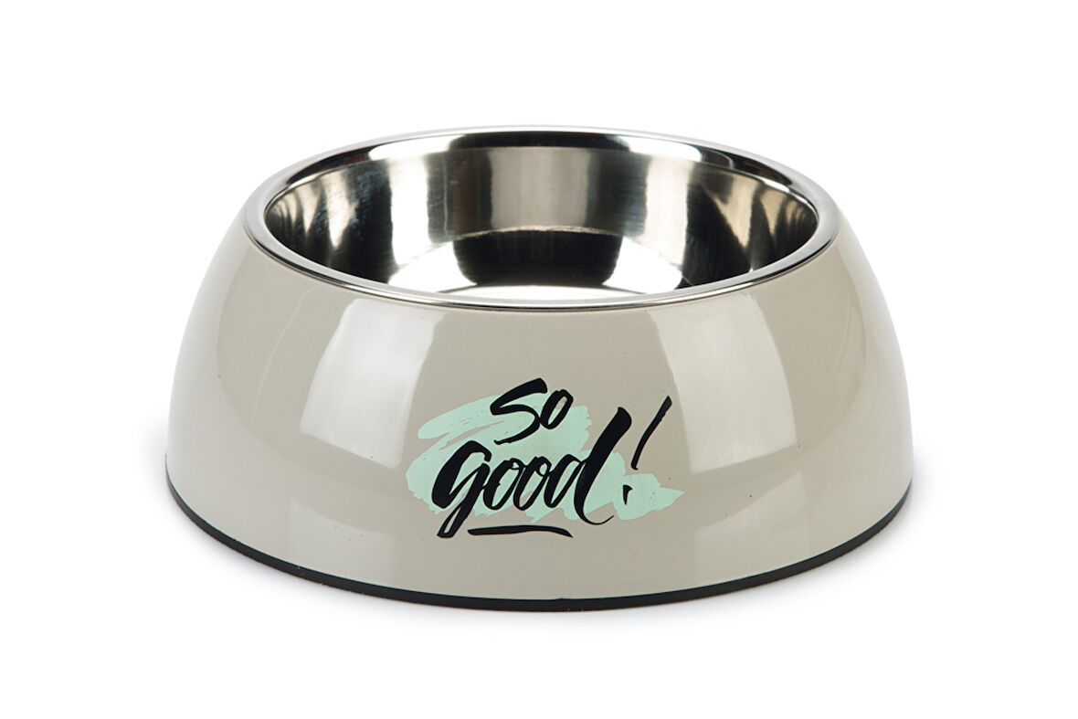 Beeztees Köpek Mama Su Kabı, Paslanmaz Çelik, Gri, 22cm, 700ml