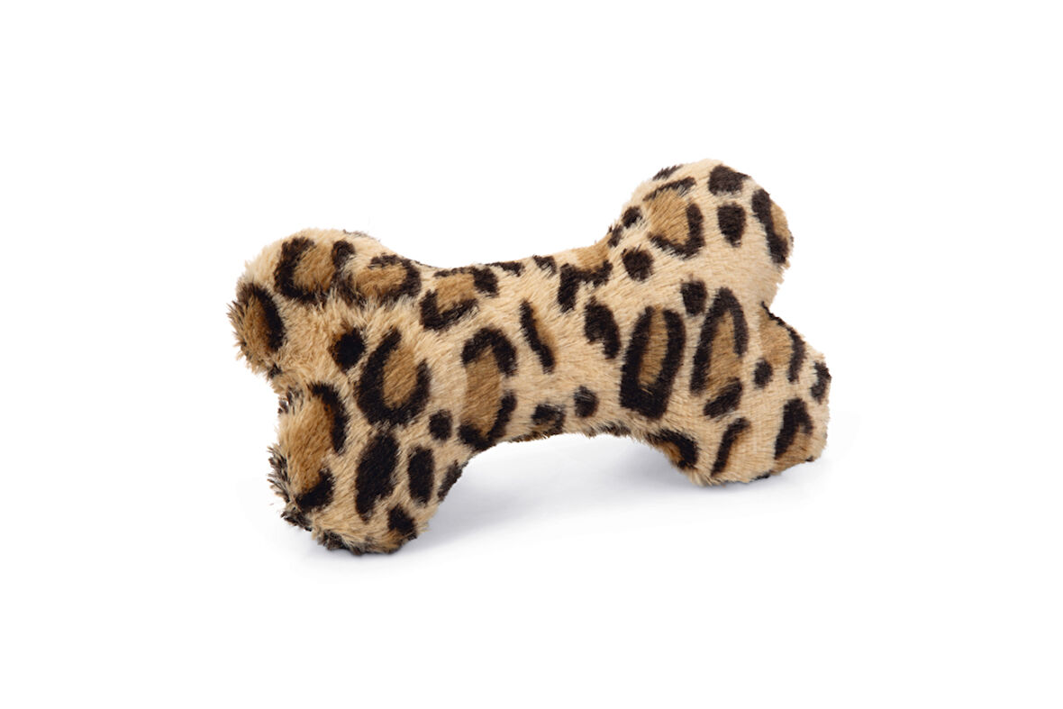 Beeztees Köpek Oyuncağı, Sesli, Kemik, Peluş, Siyah/Kahverengi, 18x13x3cm