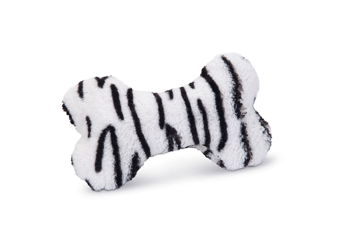 Beeztees Köpek Oyuncağı, Sesli, Kemik, Peluş, Siyah/Beyaz, 18x13x3cm