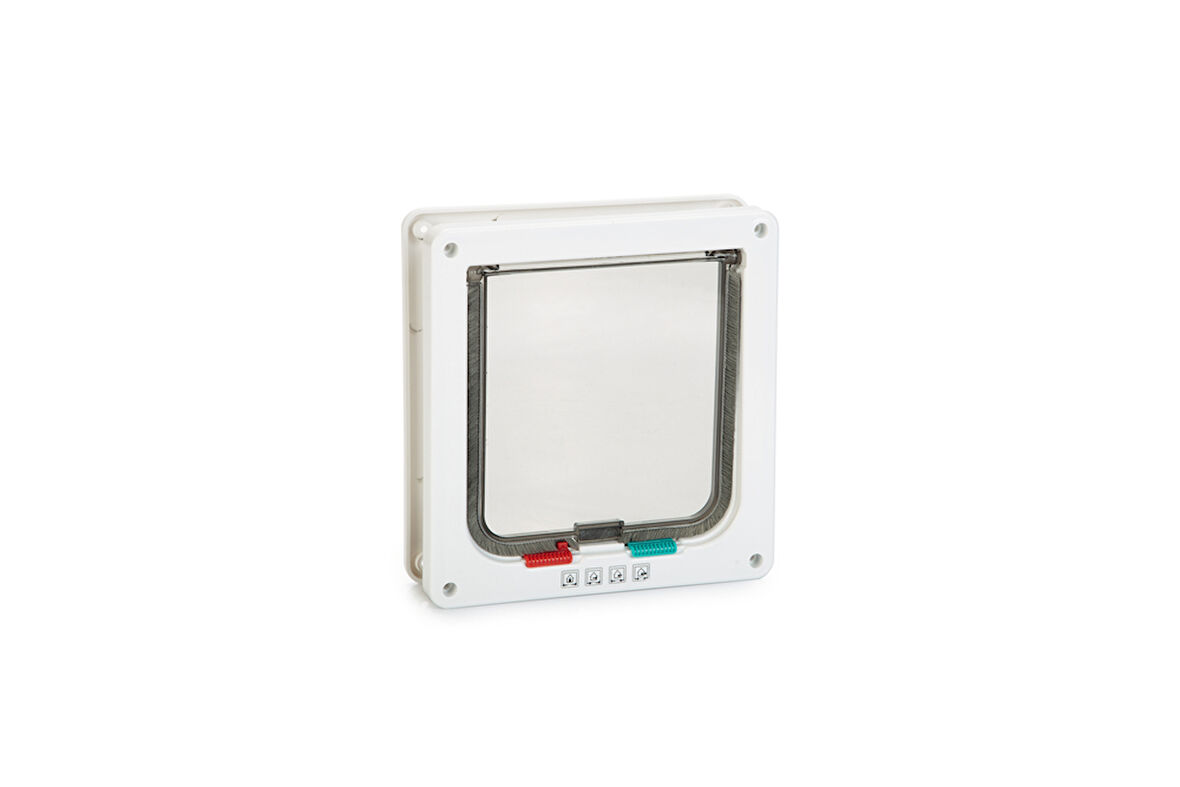 Beeztees Kedi Kapısı, Çift Yönlü, 4 fonksiyonlu, Beyaz, 19,2x20cm