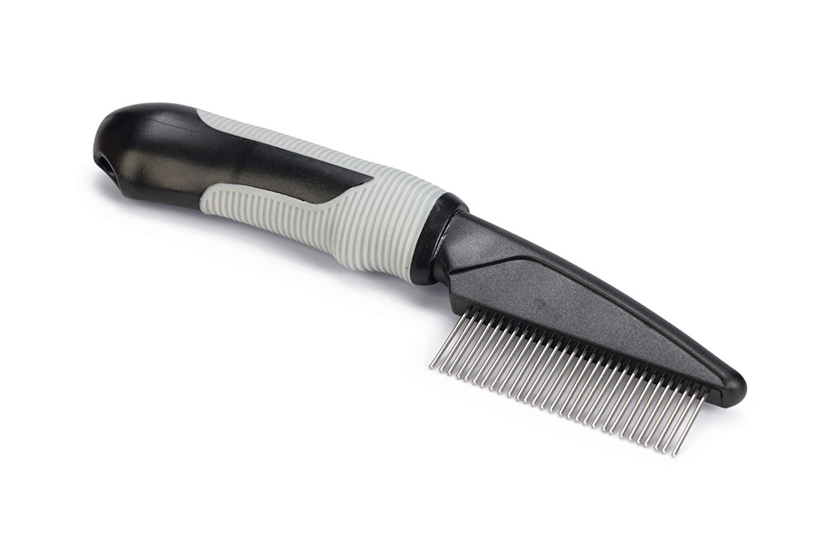 Beeztees Tüy Dökme Dönemi Köpek Tarağı, M, Siyah Gri, 21cm, 21x4,5x2cm