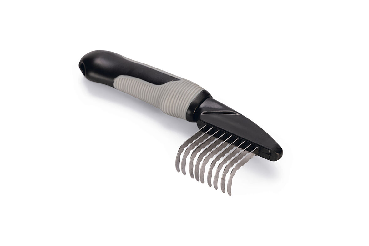 Beeztees Uzun Tüylü Köpek Kıtık Açıcı Tarak, Siyah Gri, 19x6x3cm