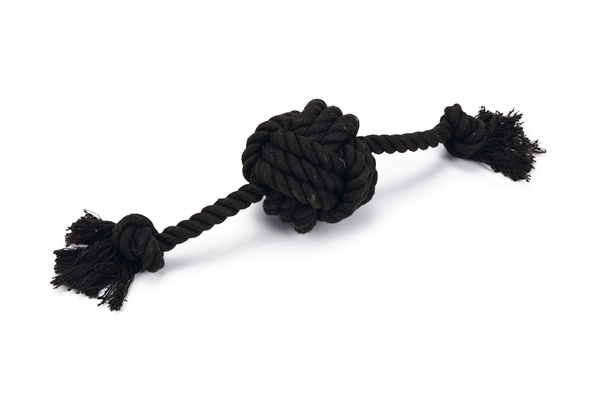 Beeztees Köpek Oyuncağı, Diş İpinden Tutamaçlı Top, Pamuk İplerden, Siyah, 40x7x7cm, 120gr
