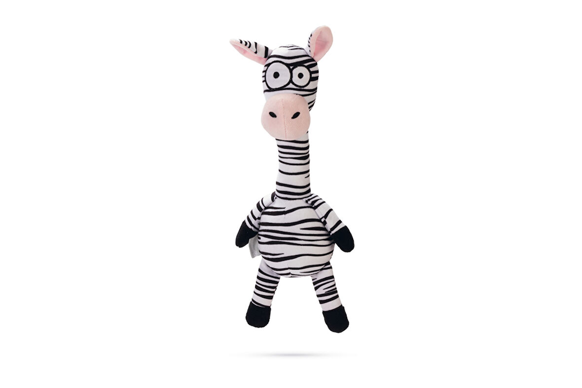 Beeztees Köpek Oyuncağı, Sesli, Zebra, Peluş, Siyah/Beyaz, 33x10x9cm