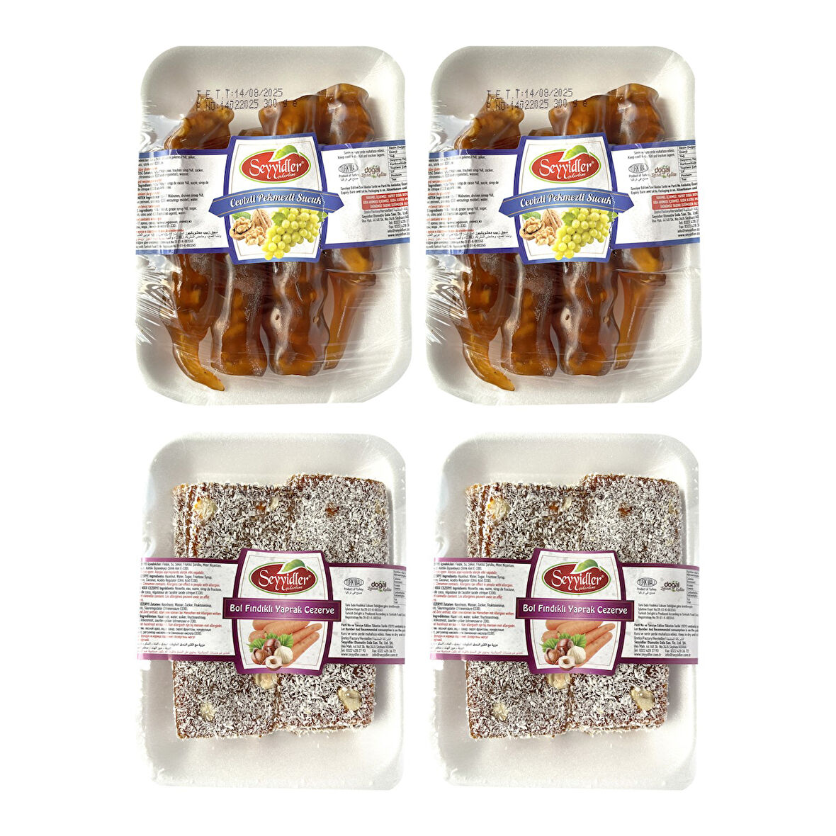 Seyyidler Cevizli Sucuk 300 gr ve Fındıklı Cezerye 300 gr 4 lü Karma Paket