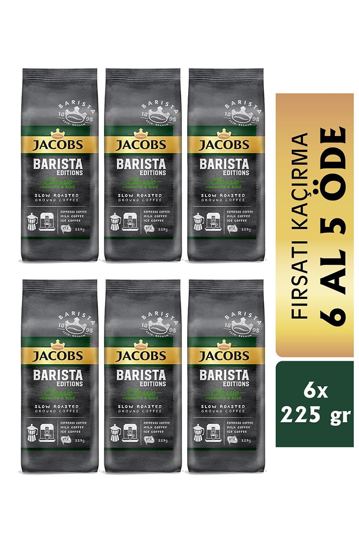 Jacobs Barista Editions Classic Filtre Kahve 225 gr 6 Al 5 Öde