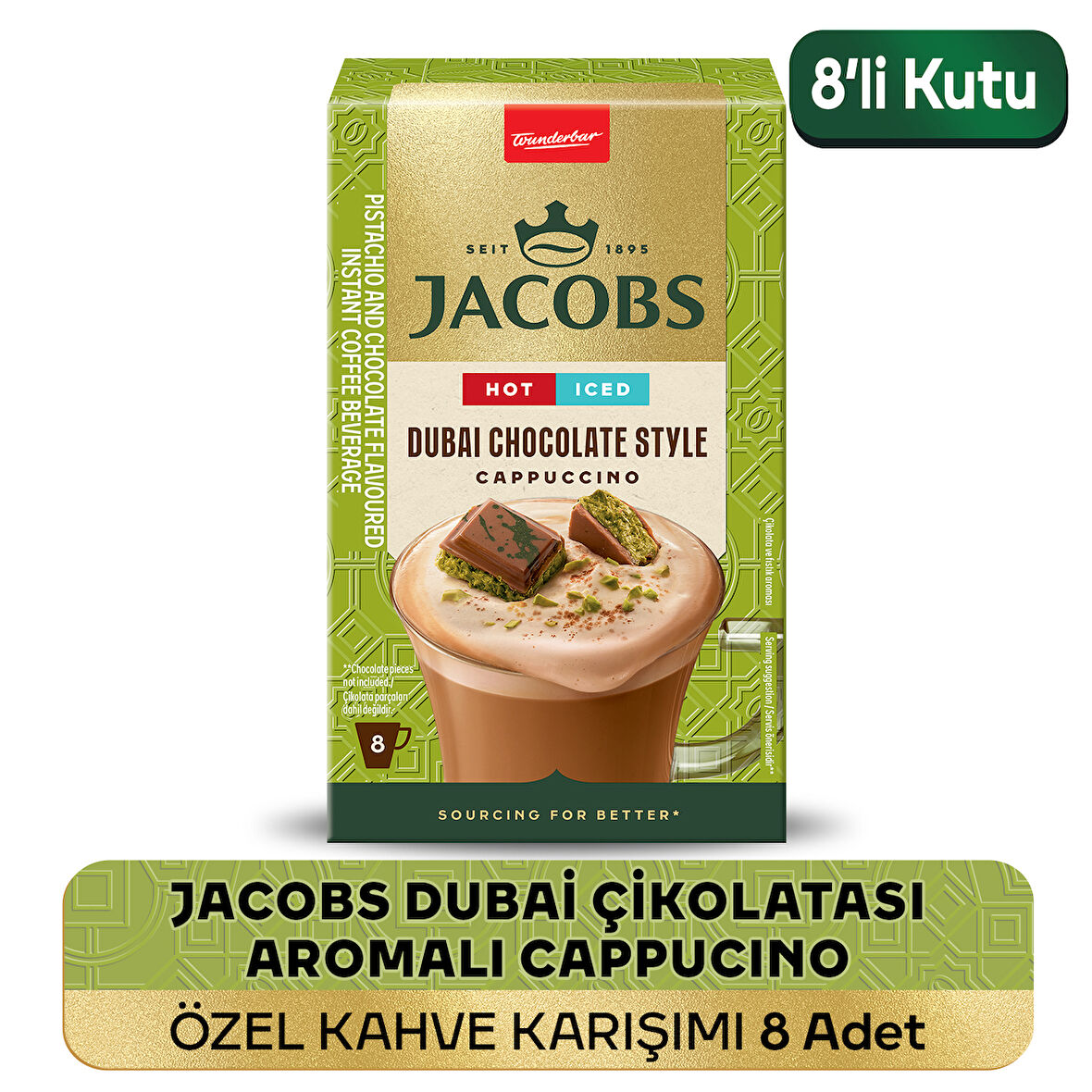 Jacobs Dubai Çikolatası Aromalı Cappucino Özel Kahve Karışımı 8 x 19,5gr
